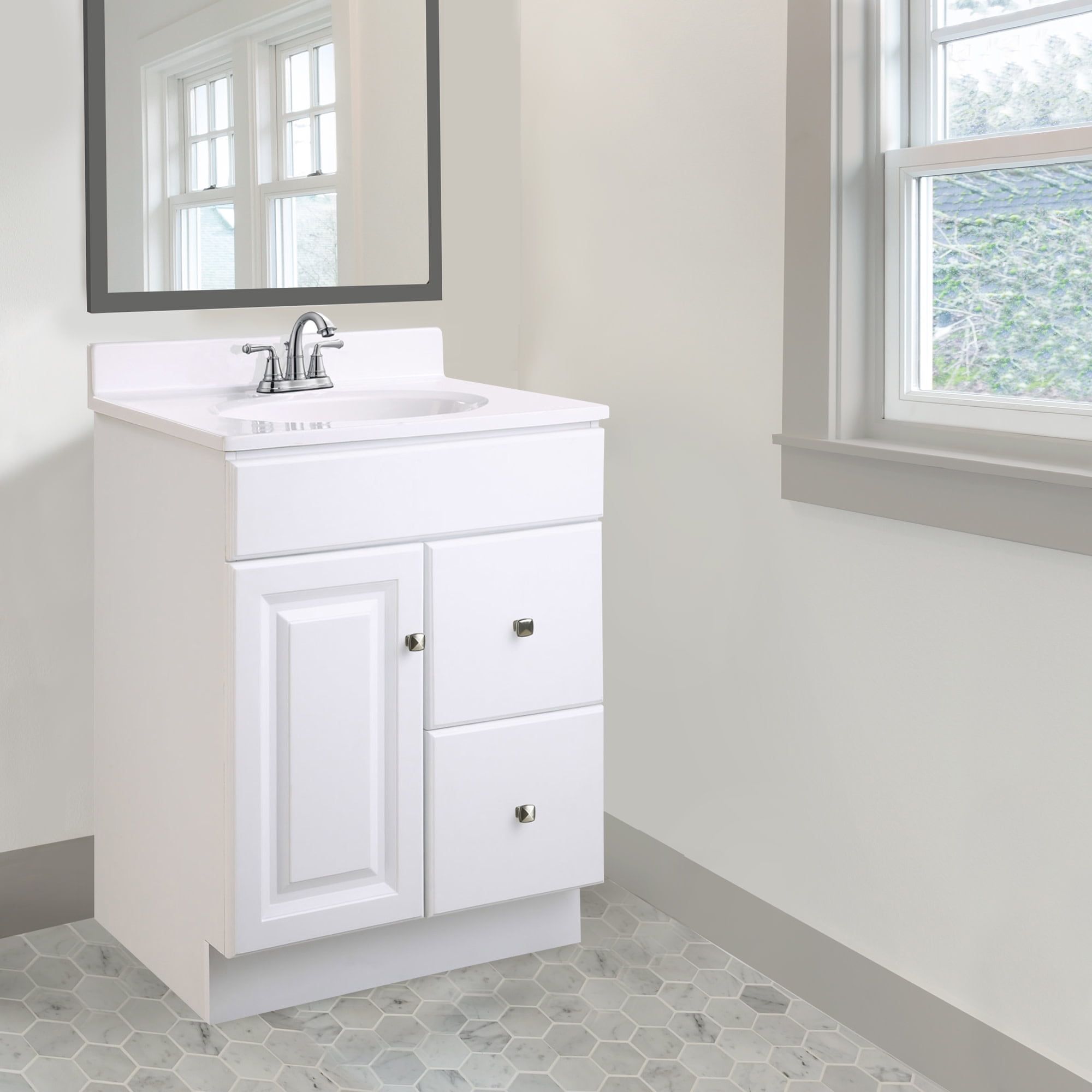 Wyndham 30-Inch White Solid Wood Freestanding Bathroom Vanity