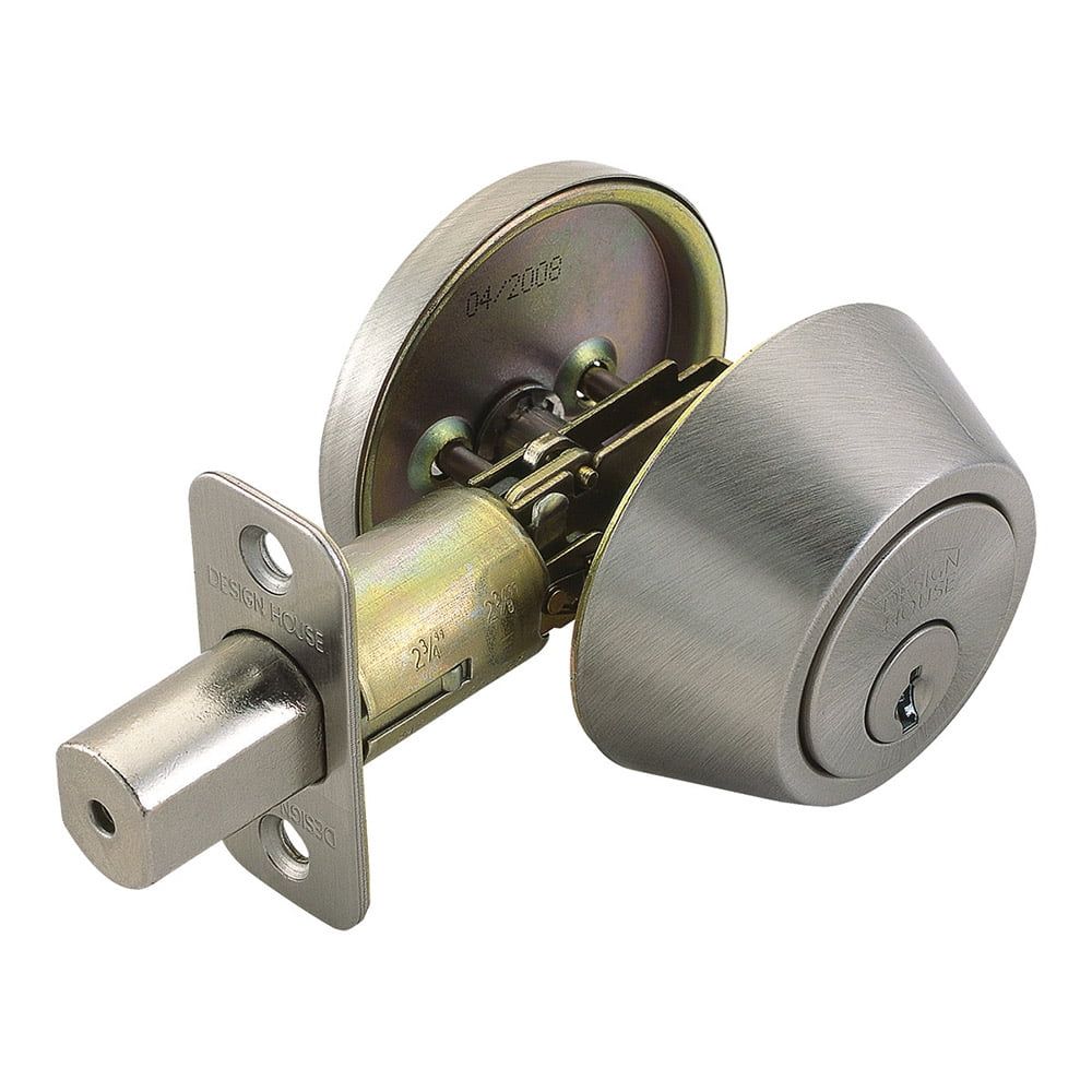 Satin Nickel Single Cylinder Deadbolt with Latch