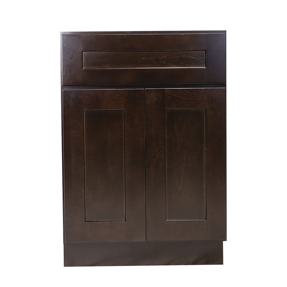 Espresso Shaker Solid Wood Base Cabinet with Drawer and Doors