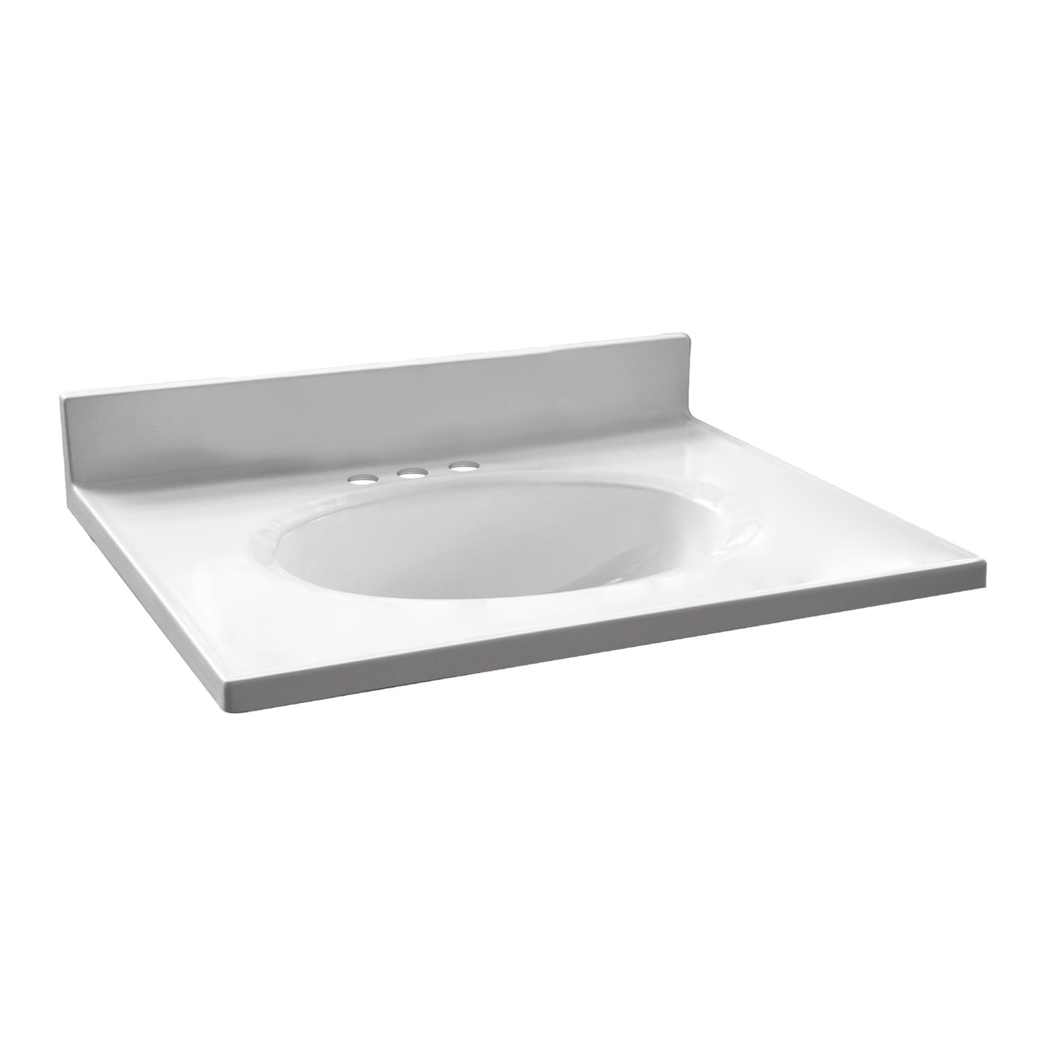 Solid White Cultured Marble 25" Vanity Top with Integrated Sink