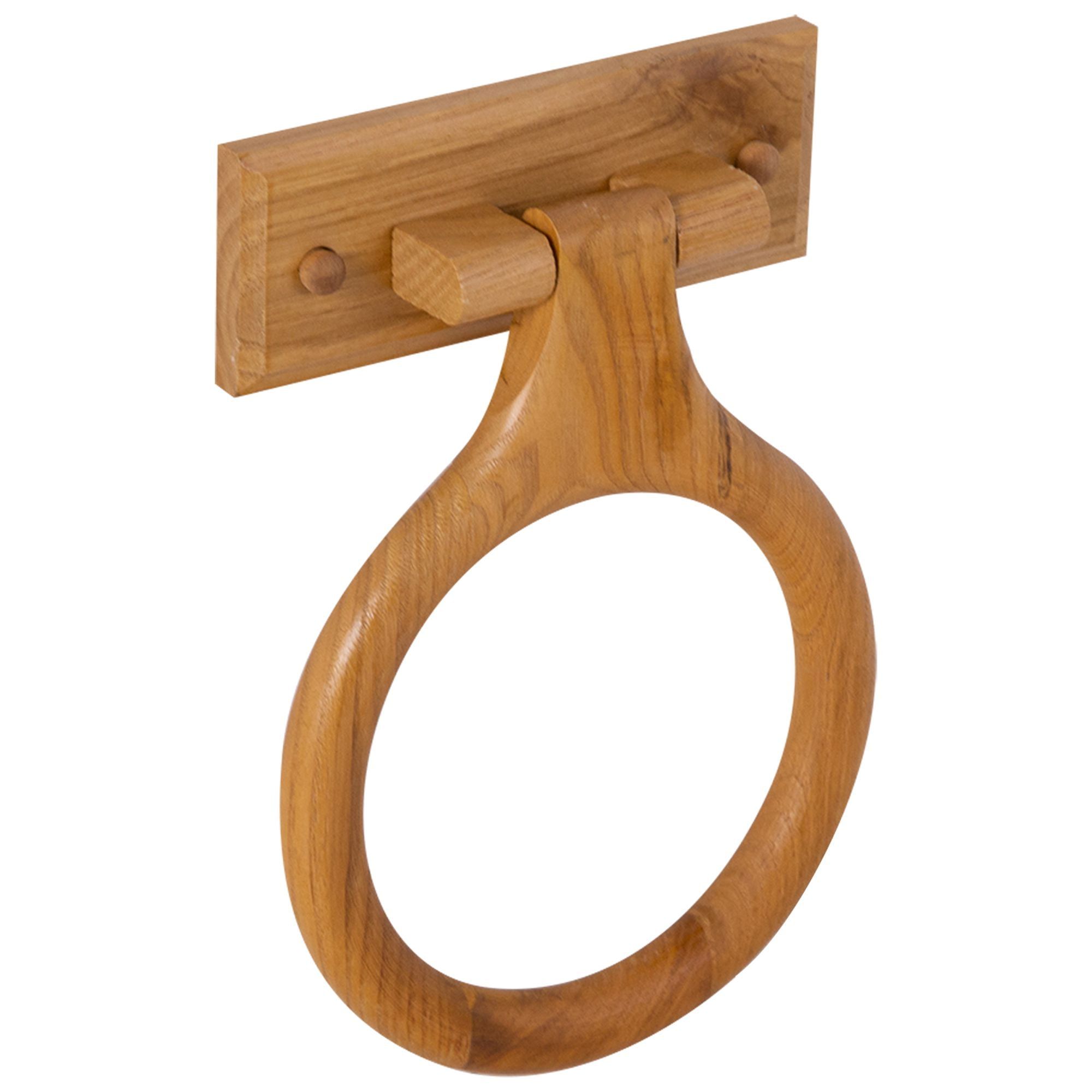 Honey Oak Wall Mounted Wooden Towel Ring