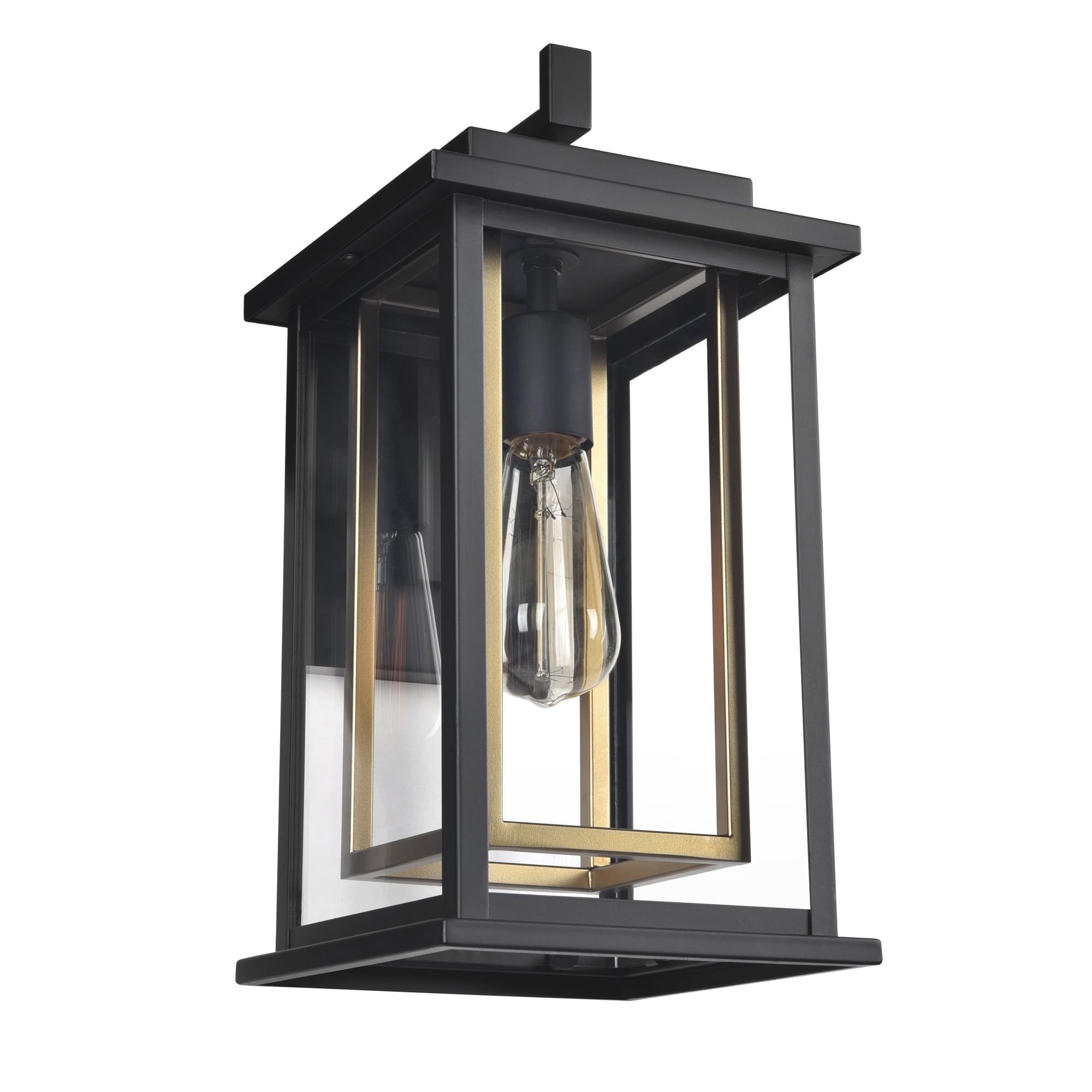 Hayward Classic Black and Clear Glass Lantern Wall Sconce