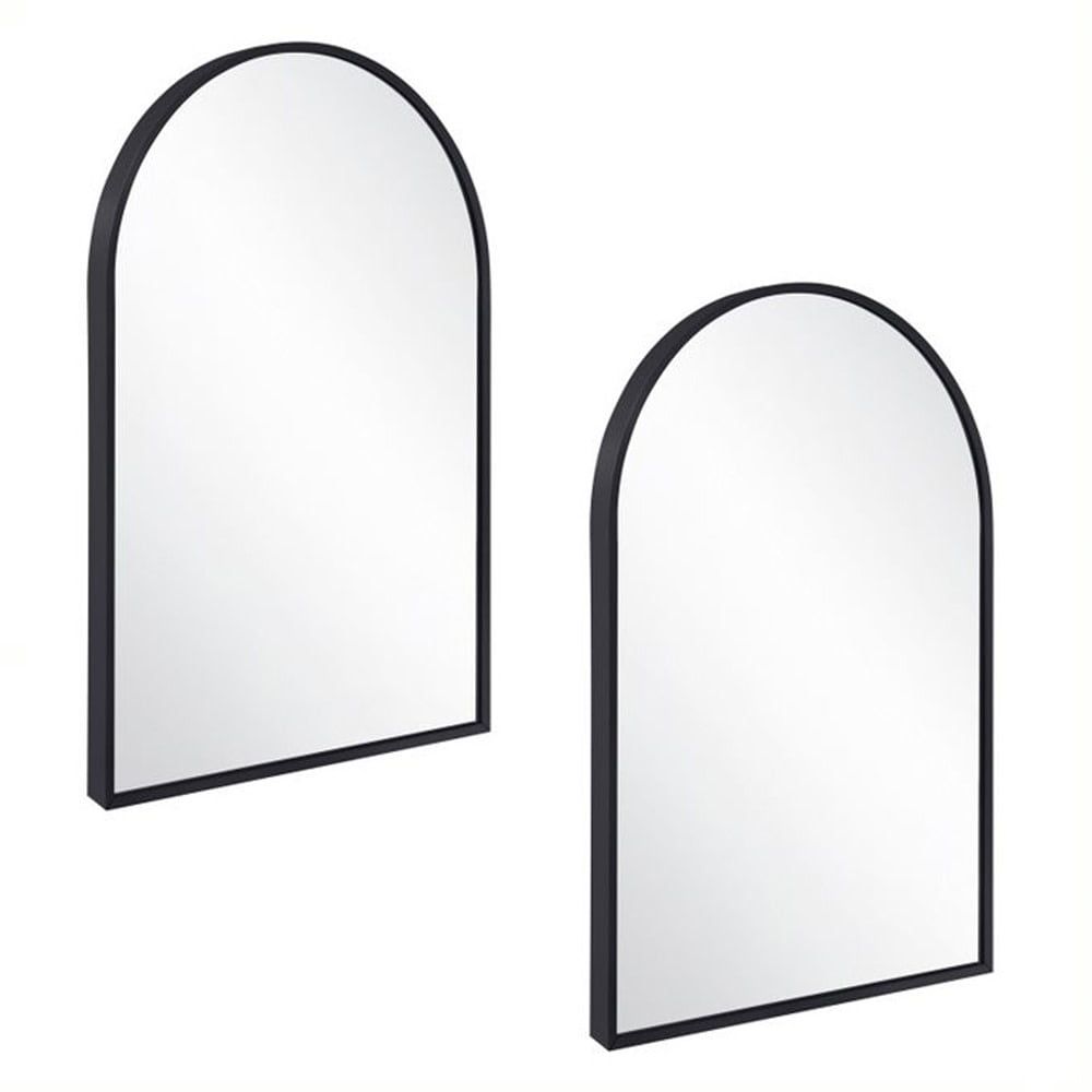 Maeve 36-Inch Black Metal Frame Arched Wall Mirror Set