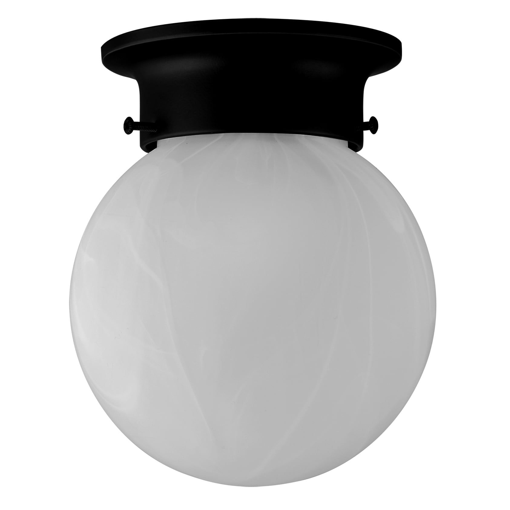 Matte Black Modern Globe Ceiling Light with Alabaster Glass Shade