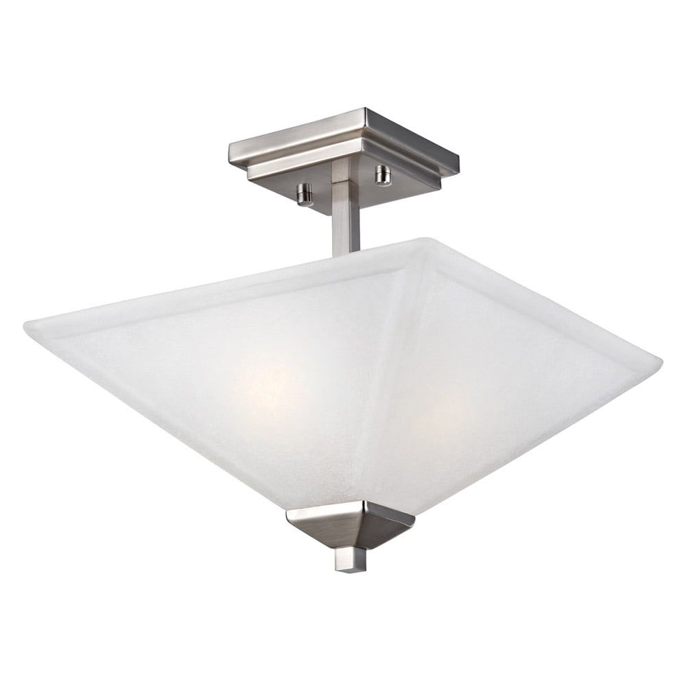 Torino 13" Satin Nickel and Glass Ceiling Light