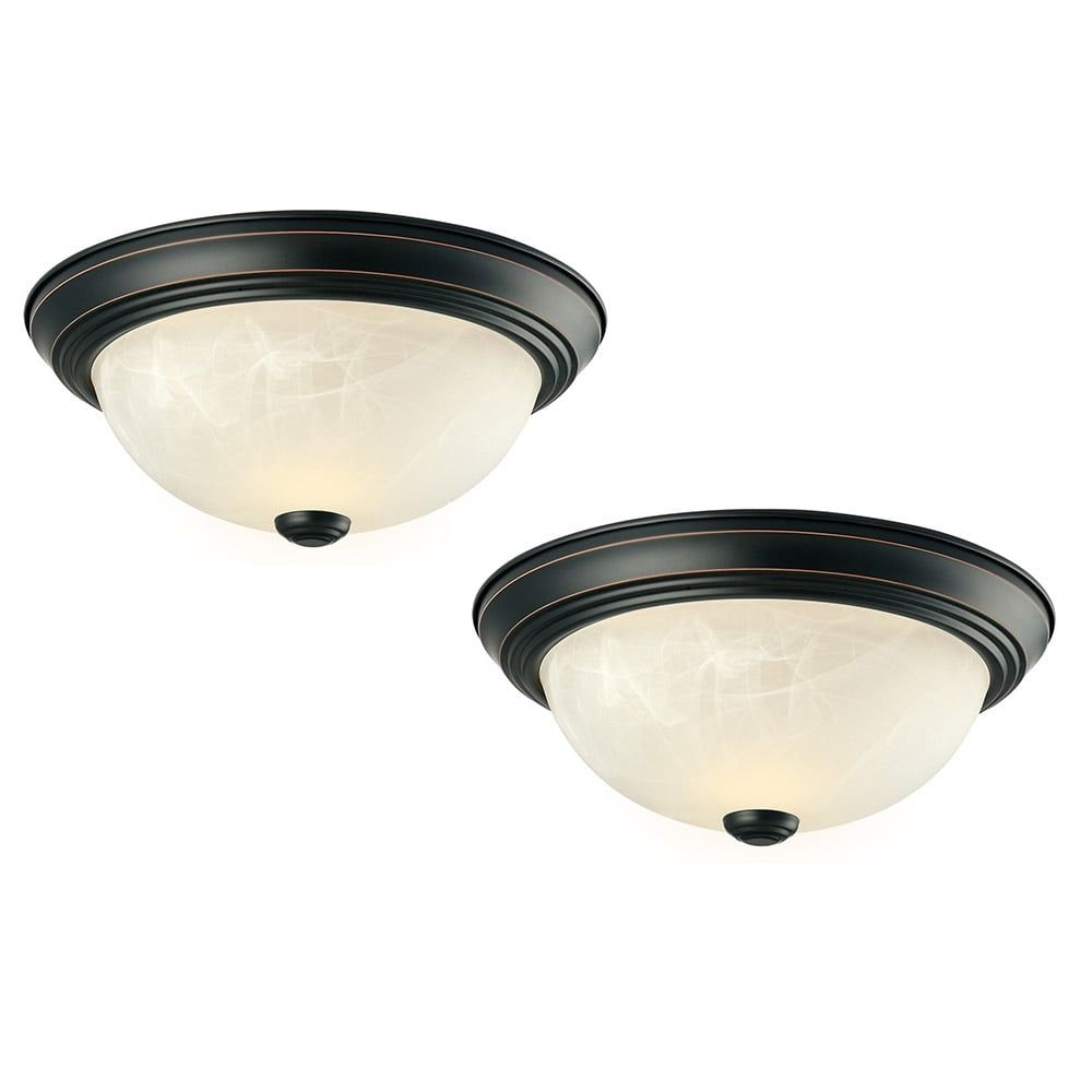 Oil-Rubbed Bronze 11" Traditional Dome Ceiling Light, 2-Pack