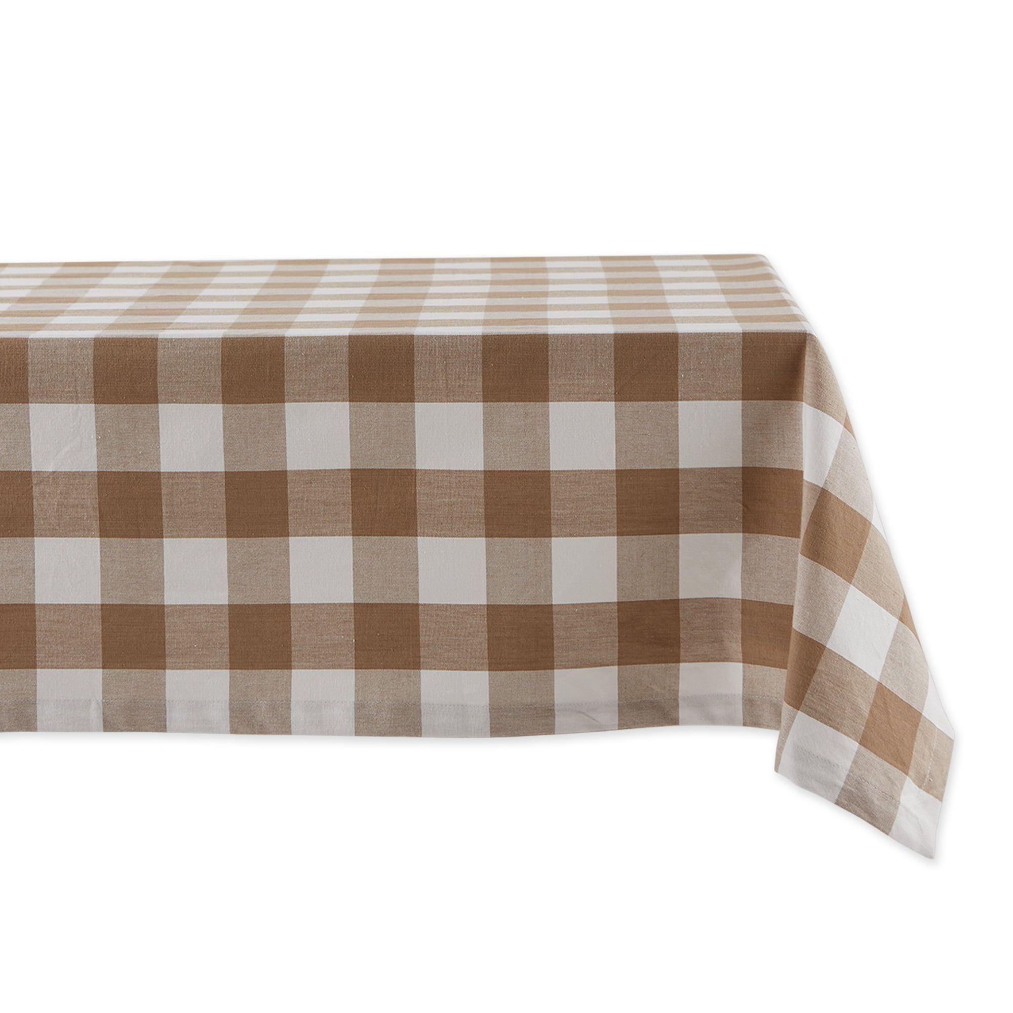 Stone and White Cotton Buffalo Check Farmhouse Tablecloth
