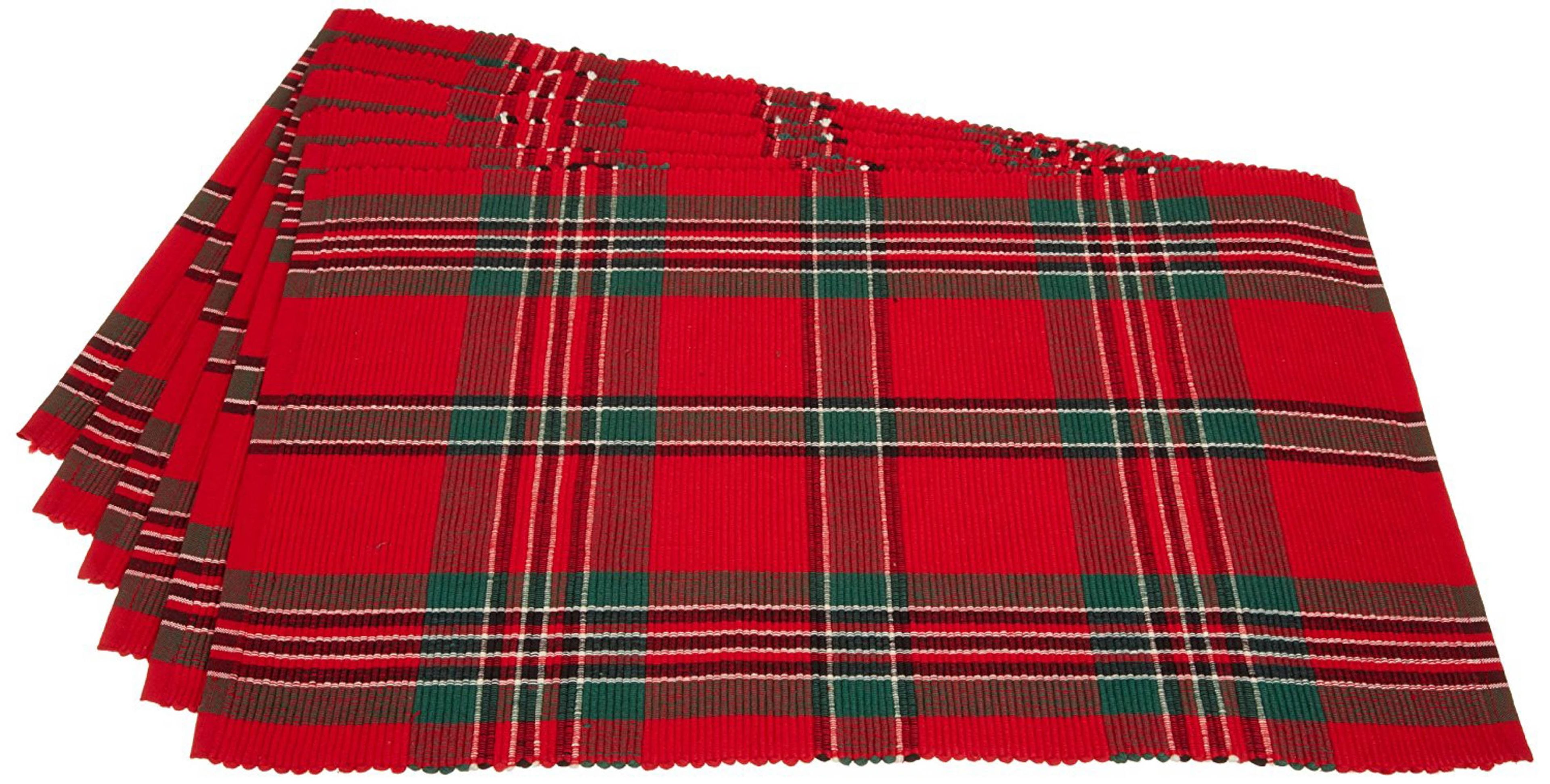 Holiday Plaid Cotton Placemats Set of 6