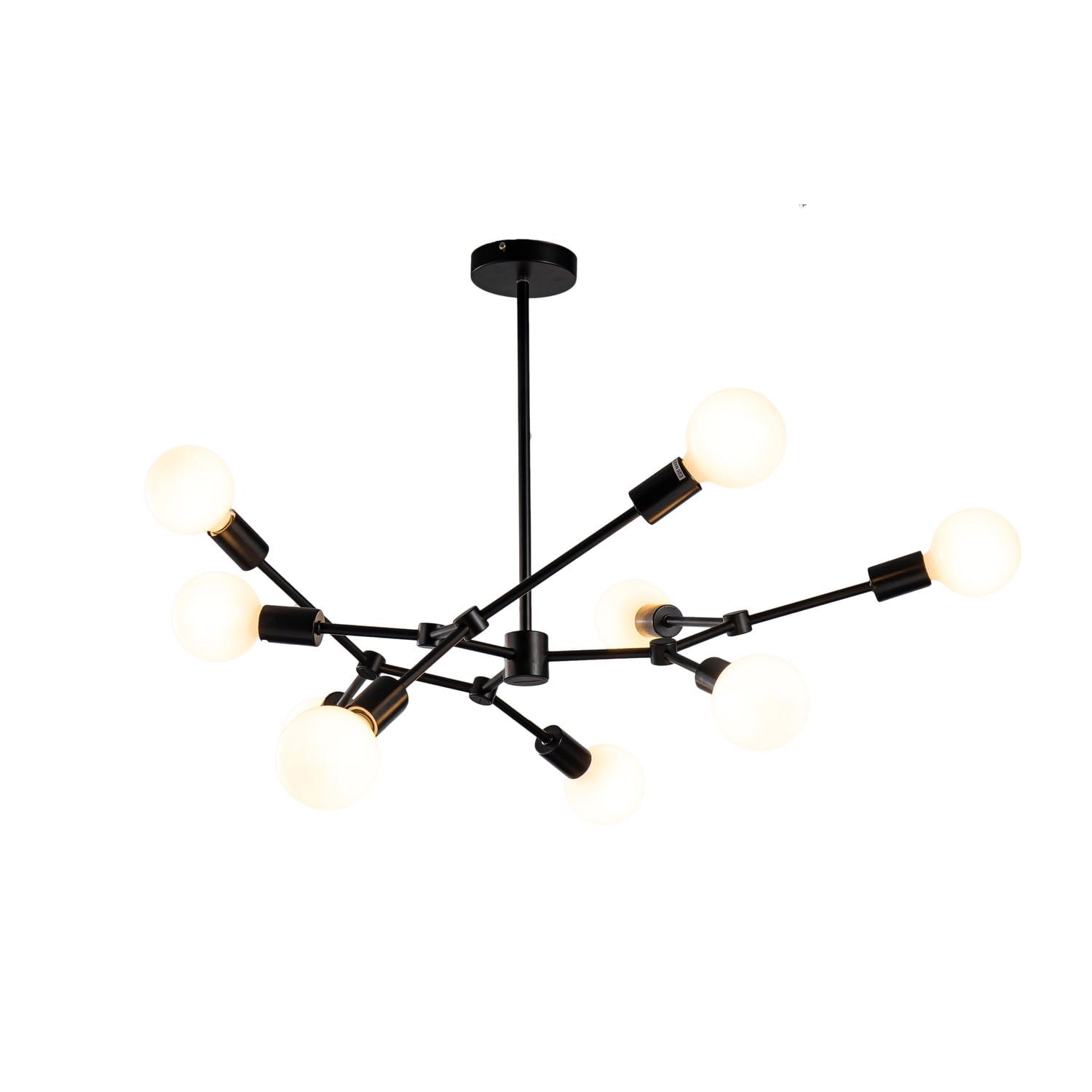 Elegant Matte Black 30.8" Plug-In Crystal Chandelier