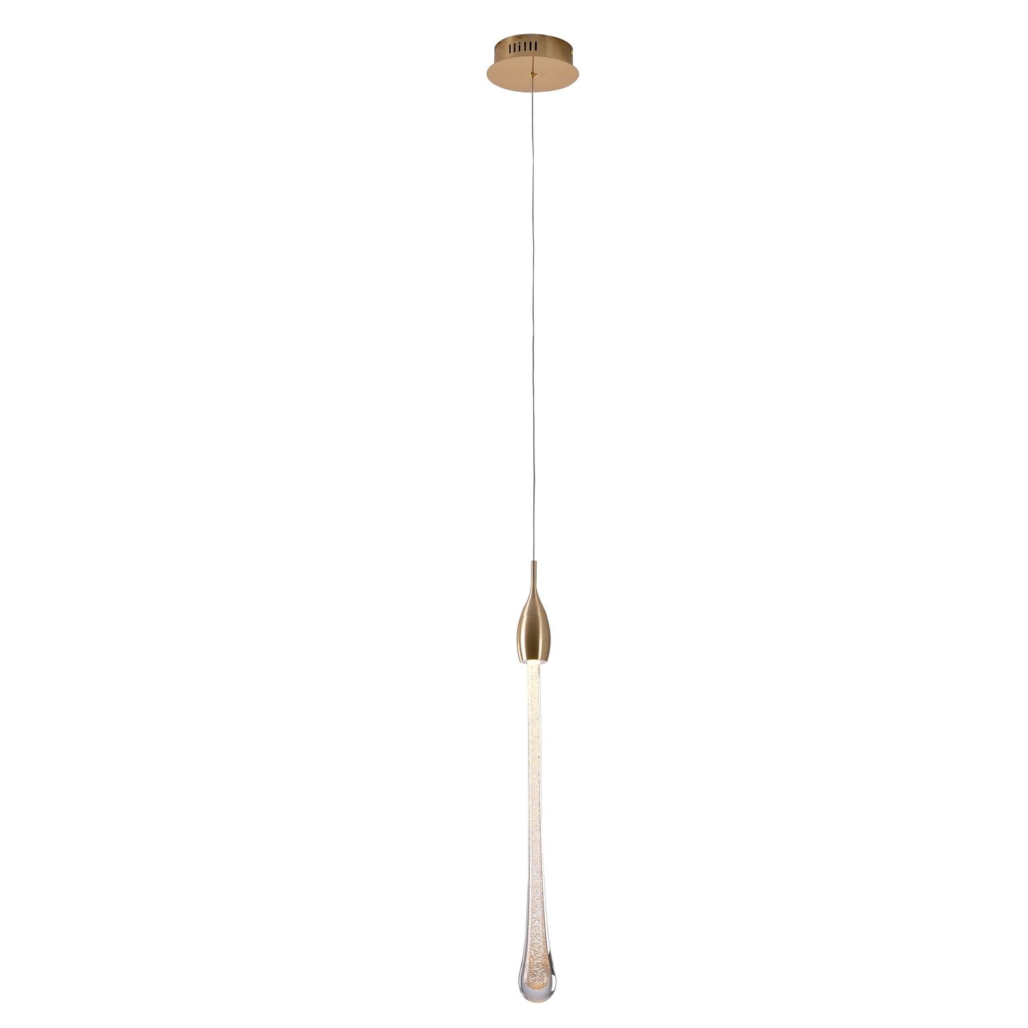 Bethel 24" Gold Aluminum LED Pendant with Dusted Glass Accent