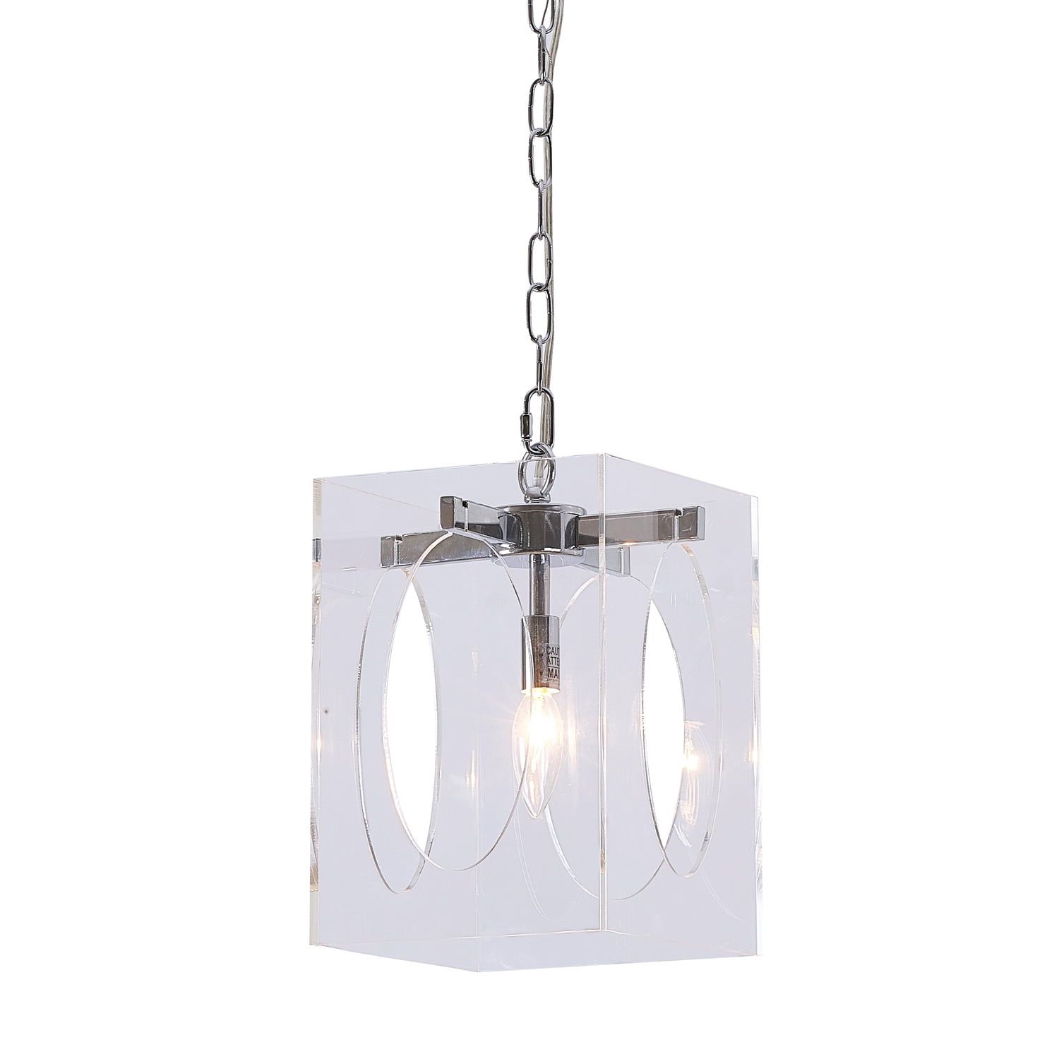 Elegant Chrome and Acrylic Single Pendant Light, 8.75"