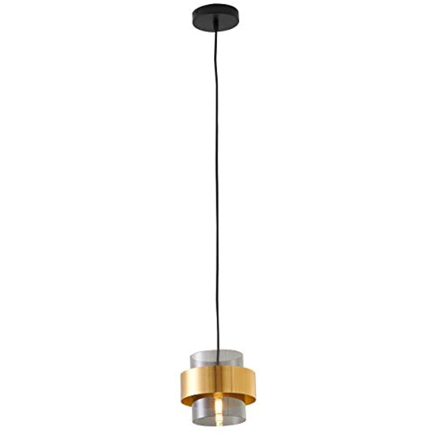 Ash Grey Glass Shade Single Pendant with Gold Finish