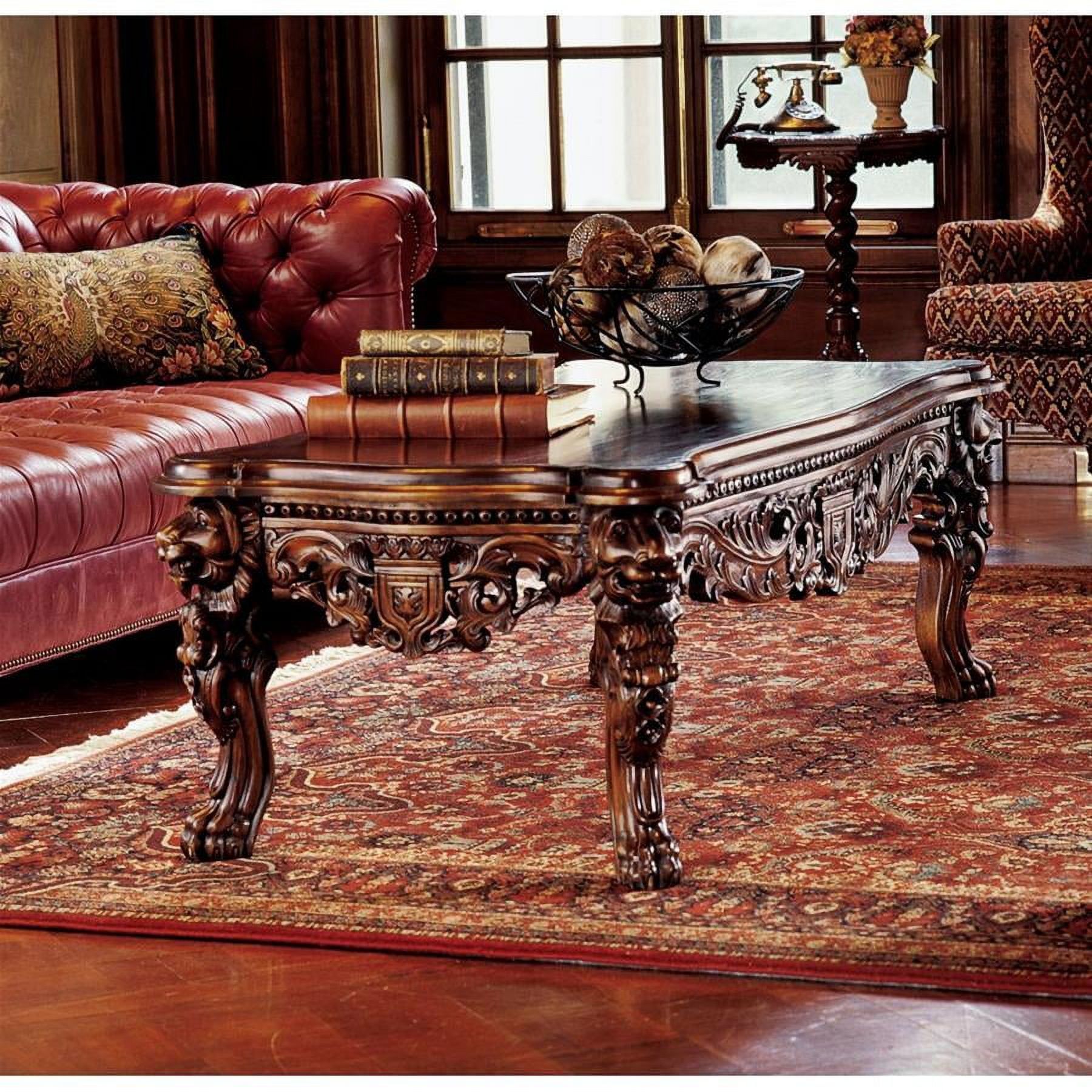 Grand Mahogany Lion Leg Rectangular Coffee Table