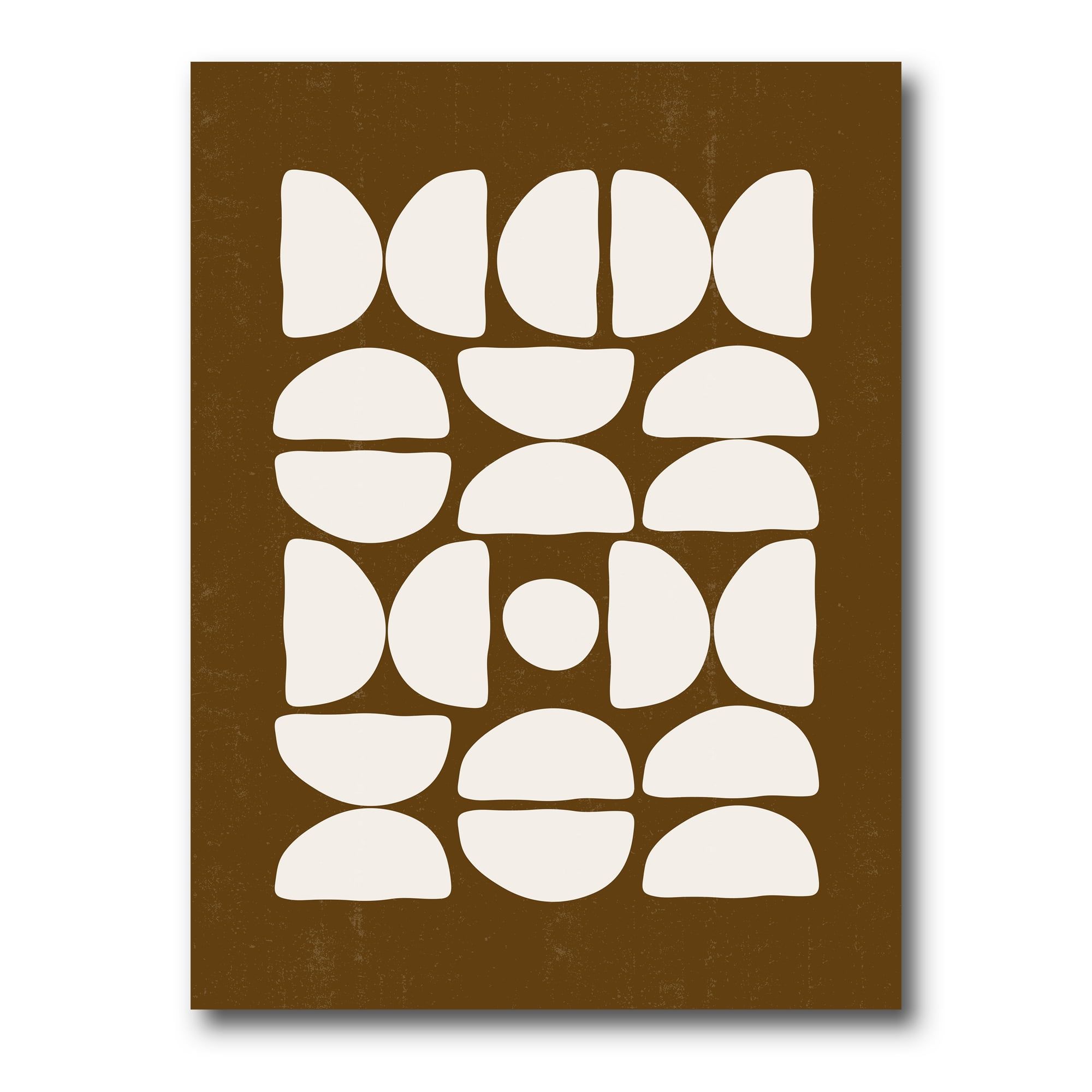 Abstract Minimal Half Moons Brown and White Canvas Wall Art