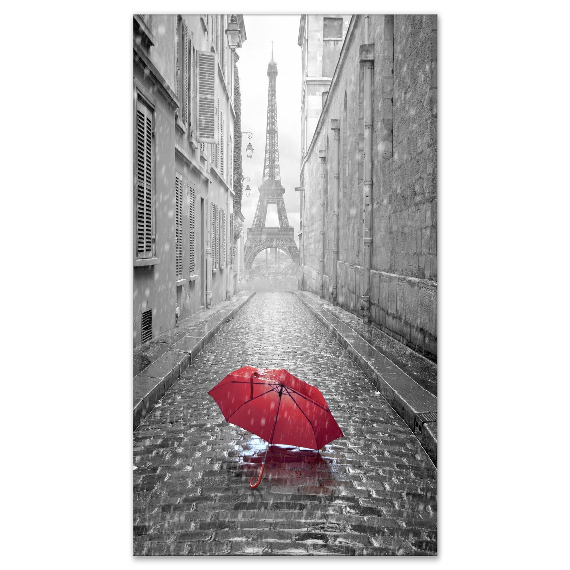 Eiffel Tower Street View Red Umbrella Canvas Print