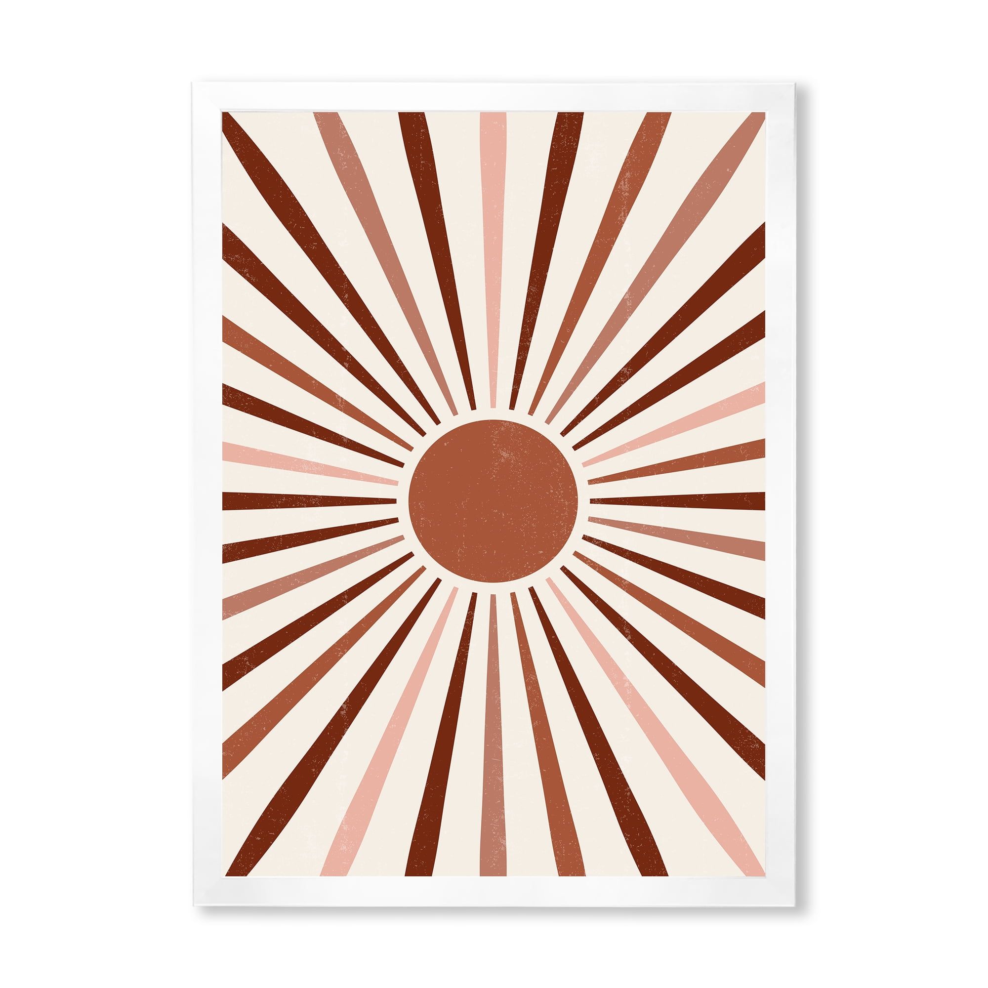 Radiant Geometric Sun Brown and White Canvas Print