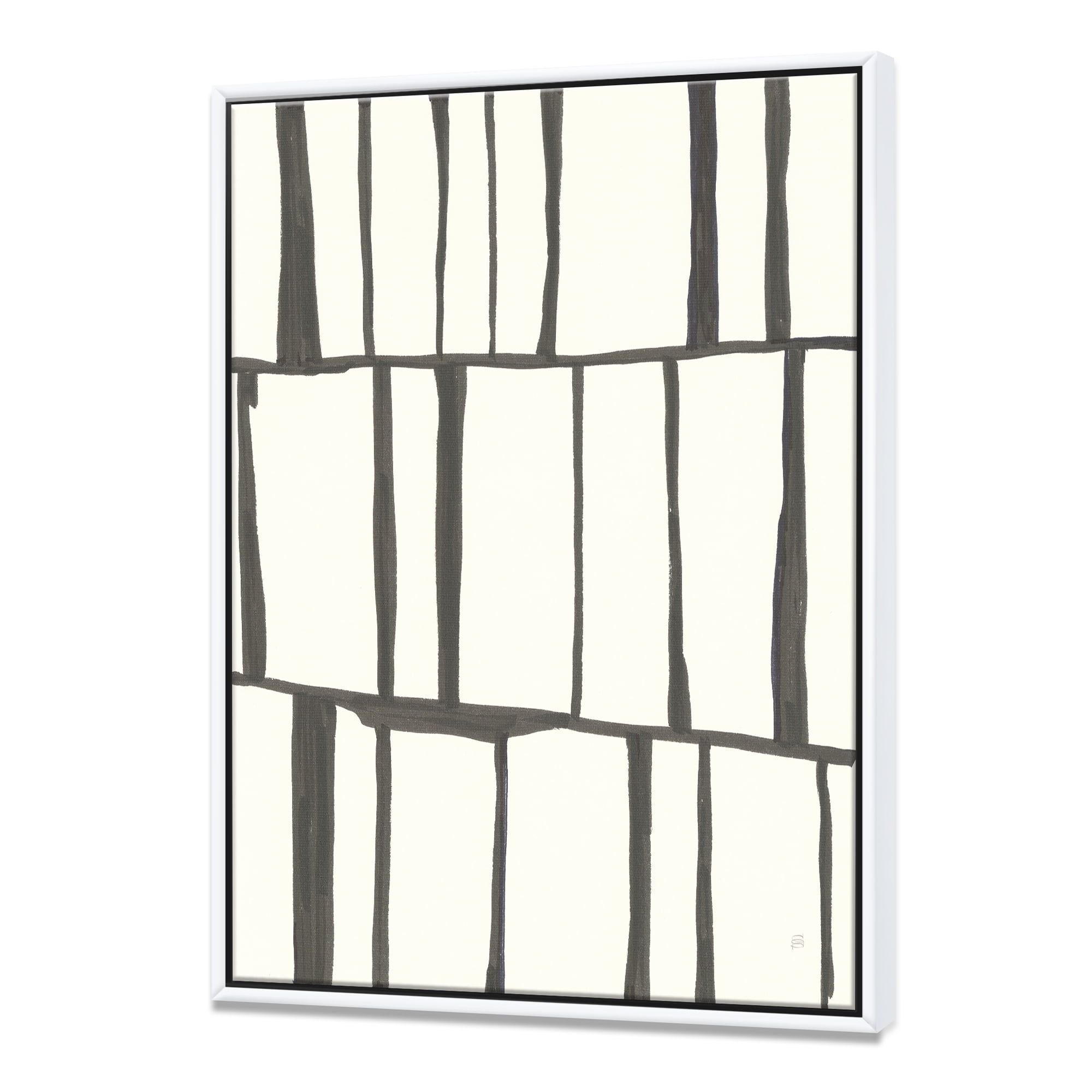 Minimalist Black and White Abstract Canvas Print in Floating Frame