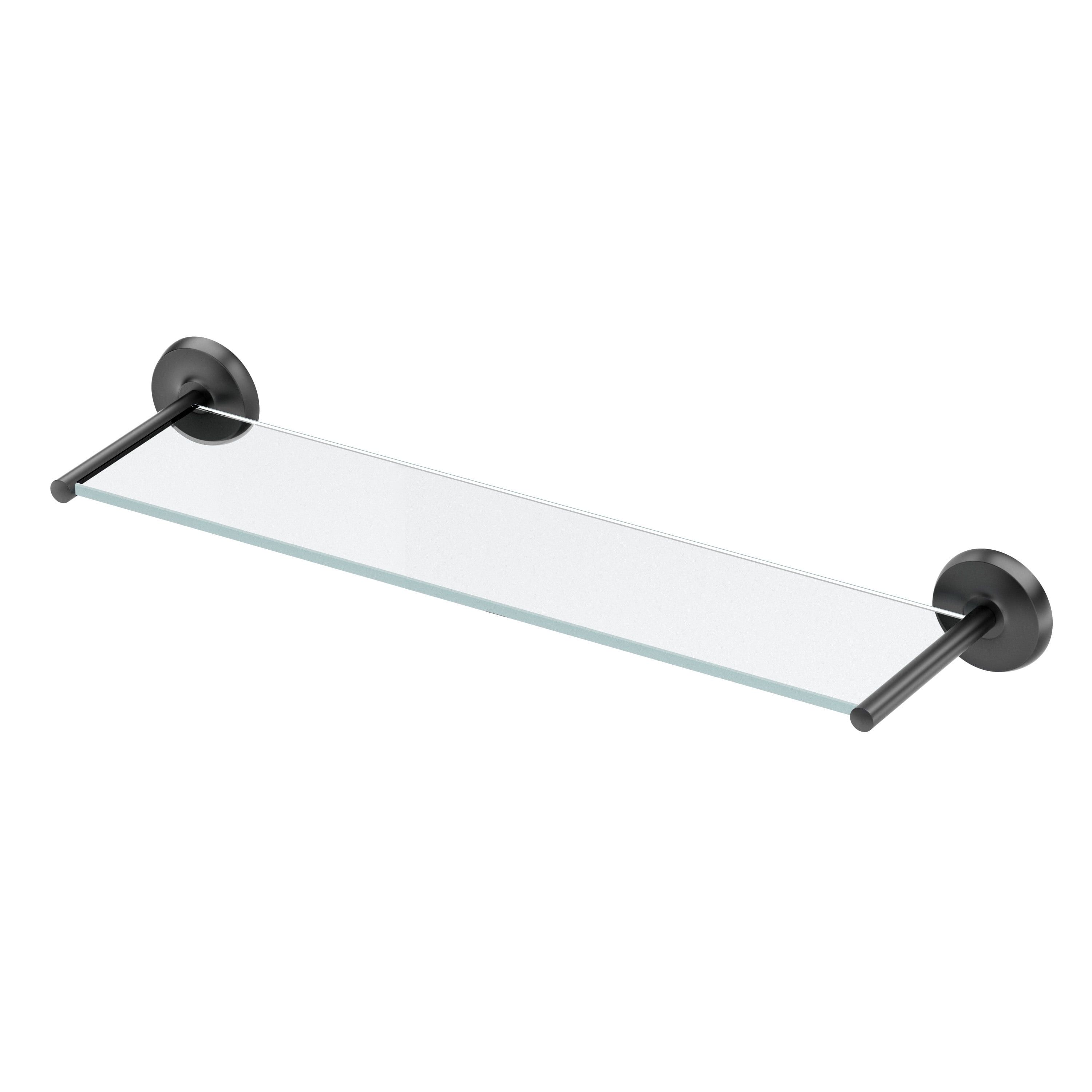 Designer II Matte Black Wall-Mounted Glass Bathroom Shelf