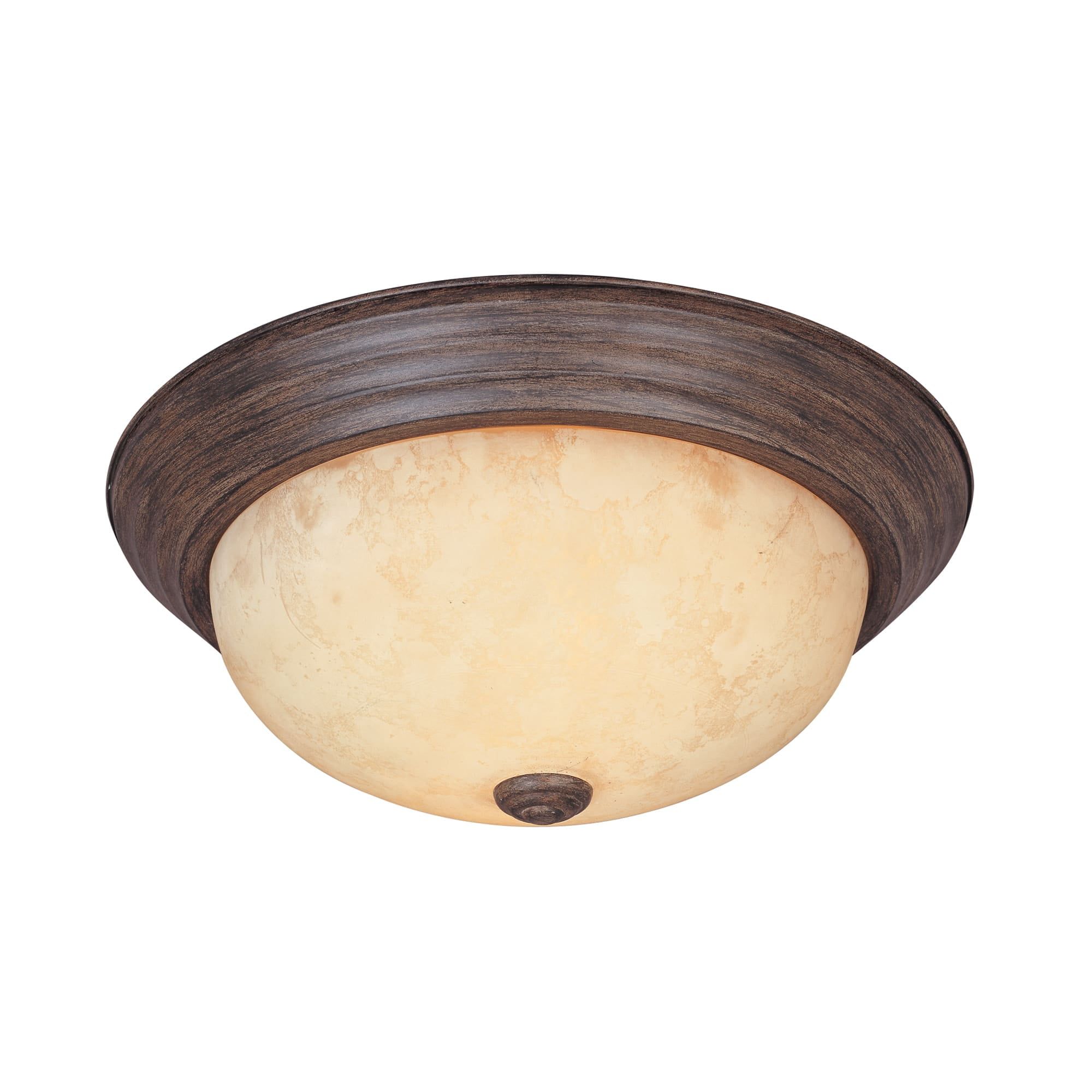 Warm Mahogany Glass Flushmount Ceiling Light