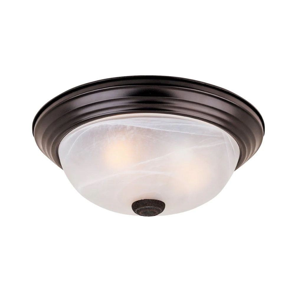 Oil-Rubbed Bronze Alabaster Glass Flush Mount Ceiling Light