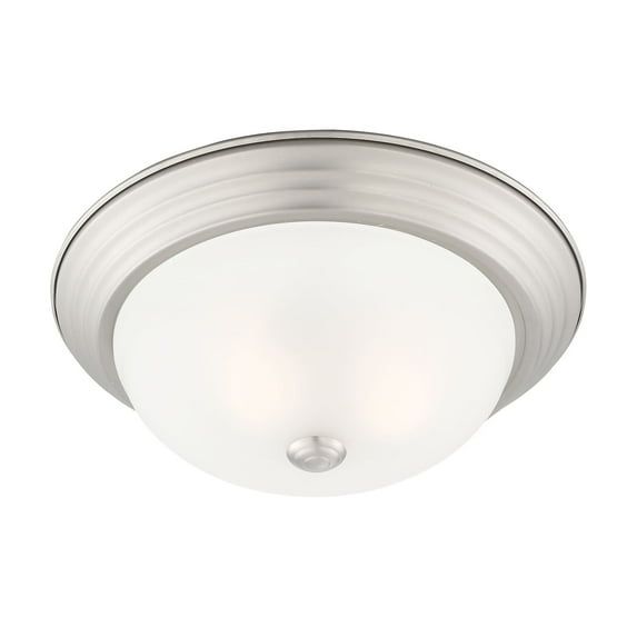 Contemporary Pewter 13'' Flush Mount Ceiling Light with Etched Glass