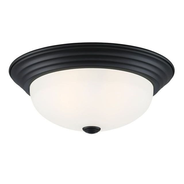 Matte Black and Glass 13'' Flush Mount Ceiling Light