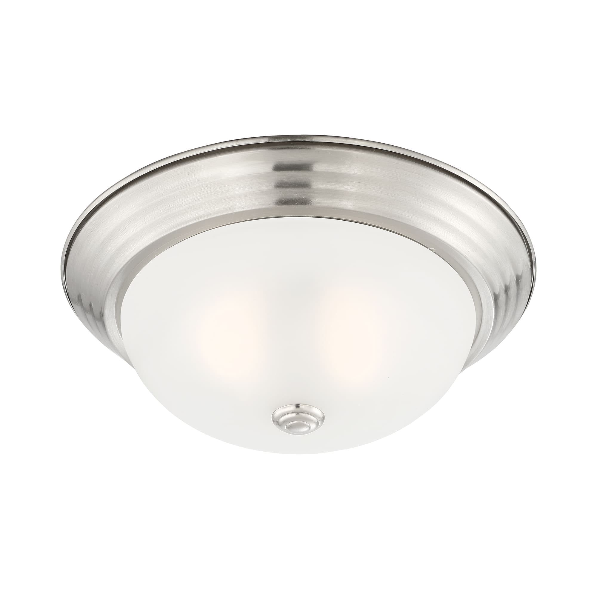 Brushed Nickel 13.25" Flush Mount Ceiling Light with Etched Glass