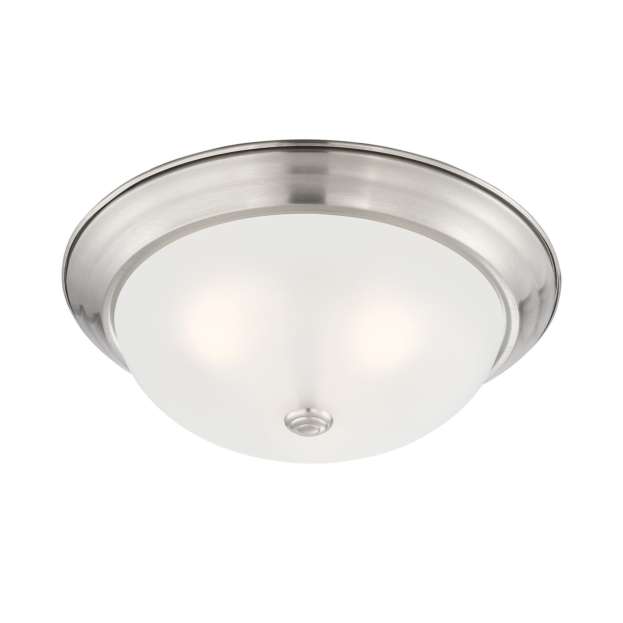 Satin Platinum 15'' Flush Mount Ceiling Light with Etched Glass