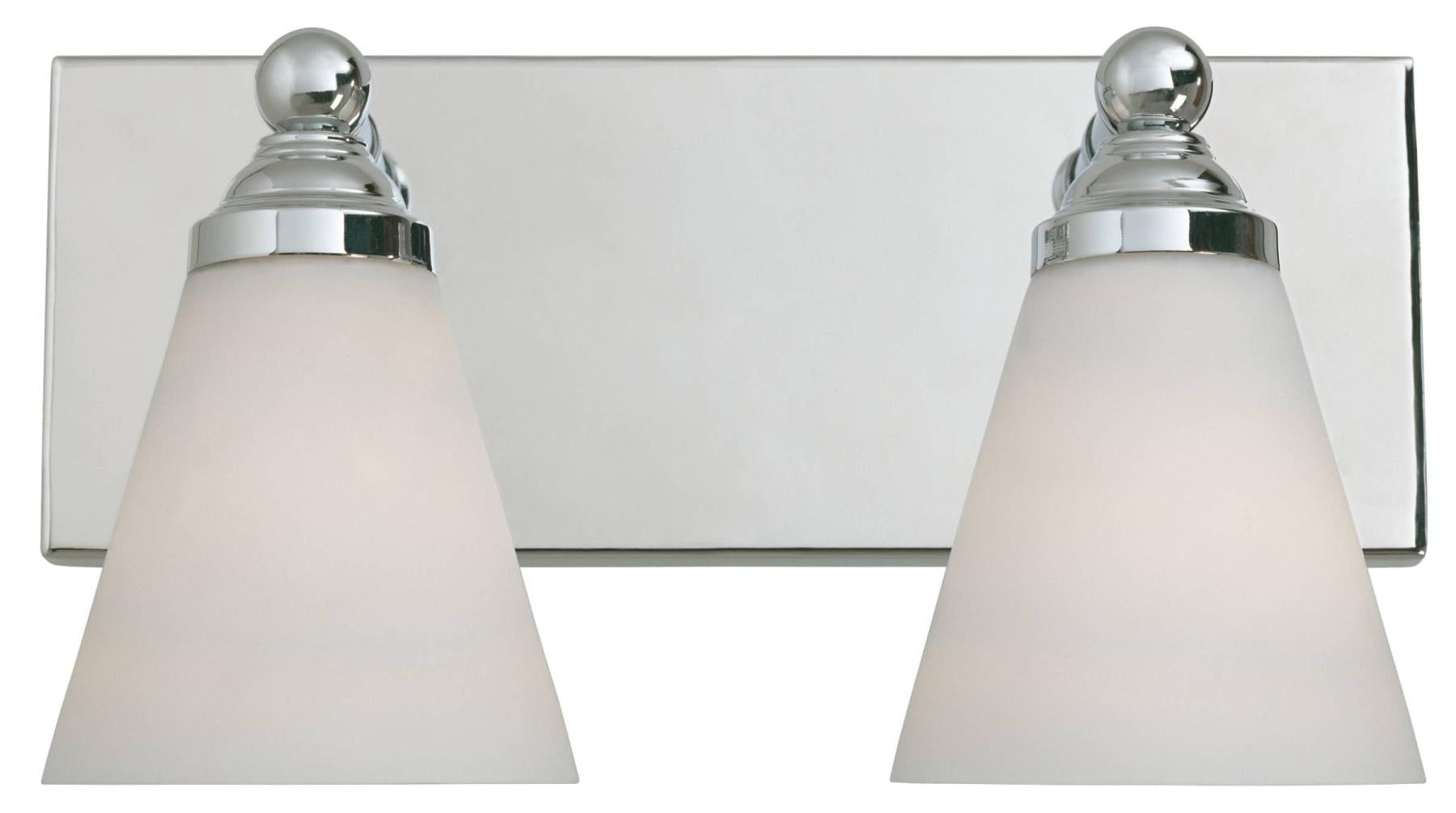 Hudson Elegance Chrome 2-Light Bath Bar with White Opal Glass