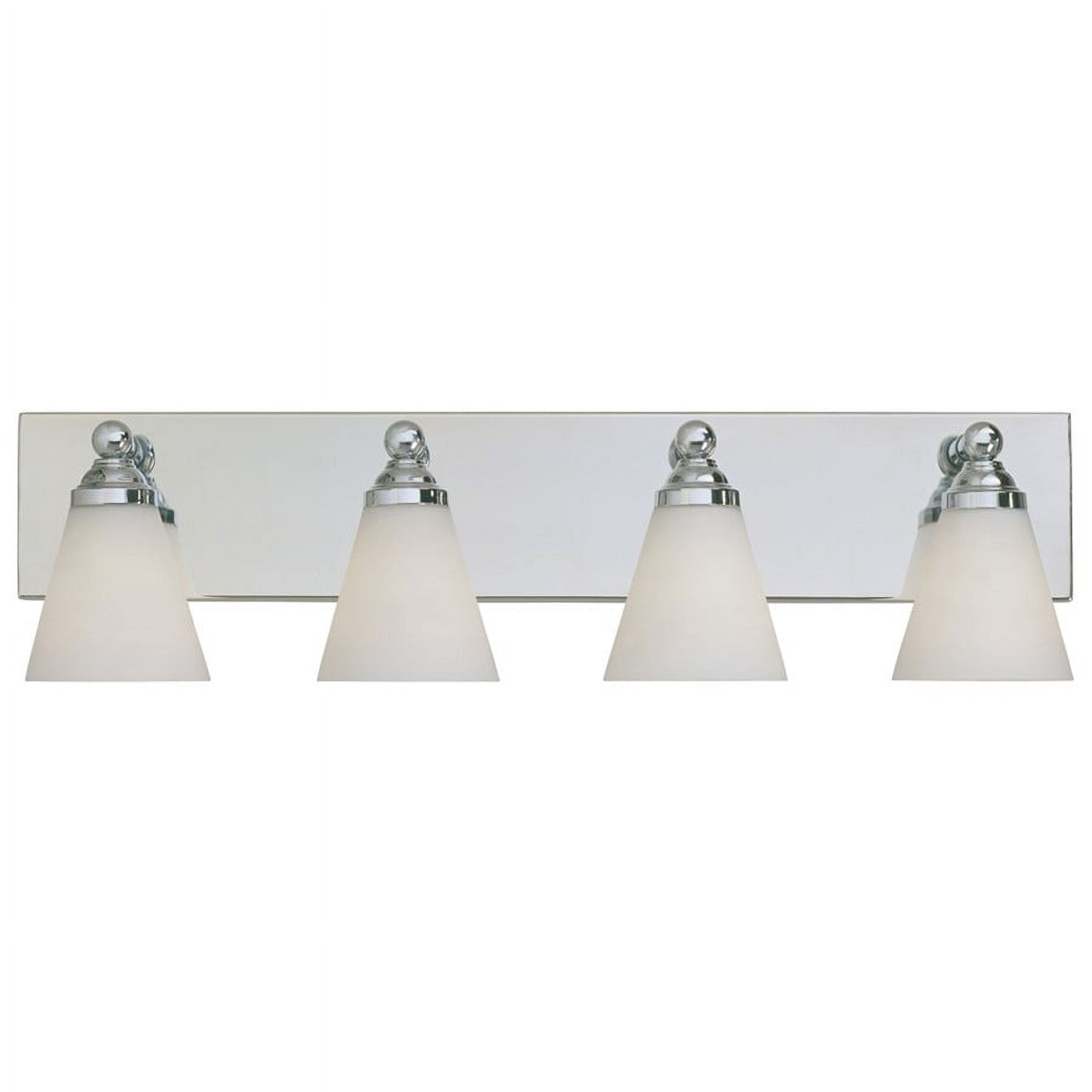 Hudson Elegant Chrome 4-Light Bathroom Wall Fixture with White Opal Glass