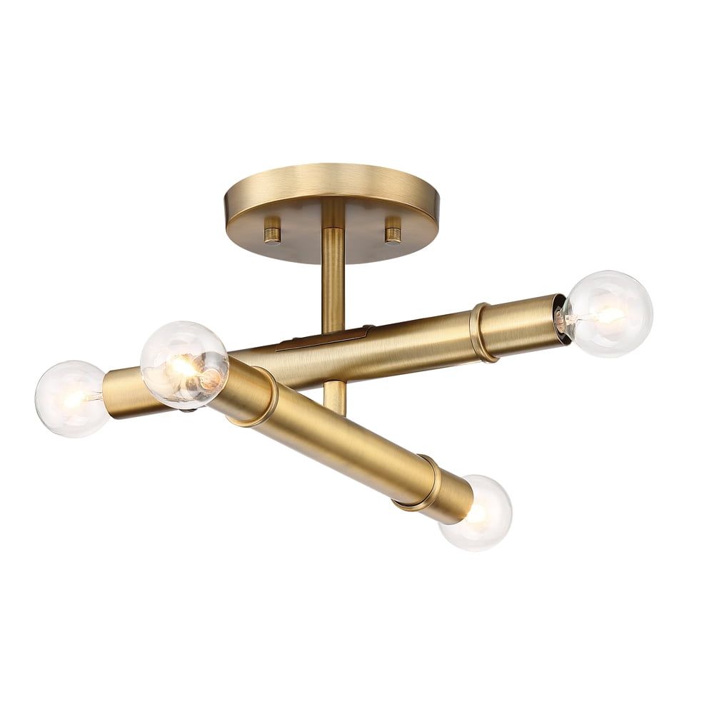 Emmett Mid-Century Modern 12" Semi-Flush Mount in Old Satin Brass