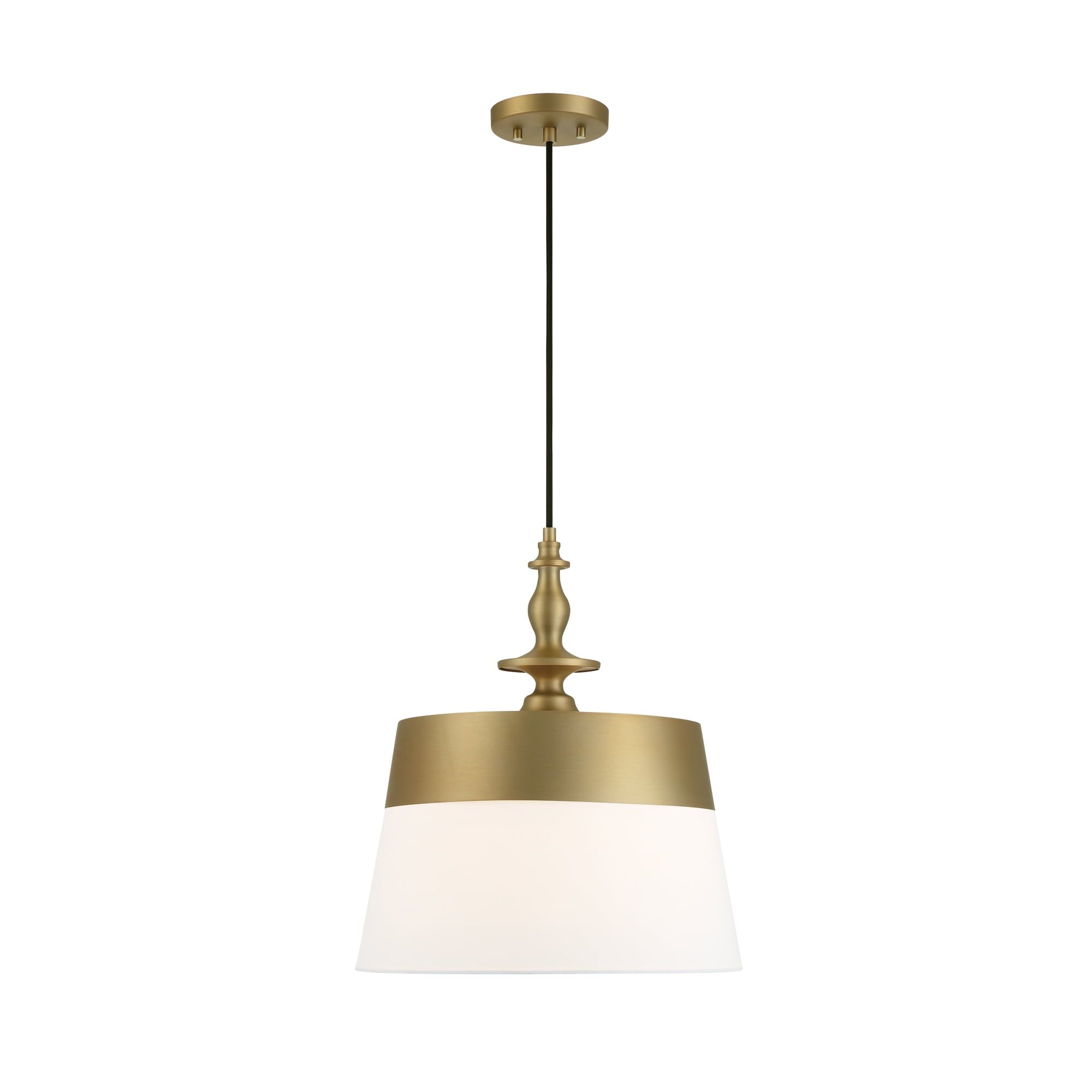 Ava Brushed Gold Drum Pendant Light with White Shade