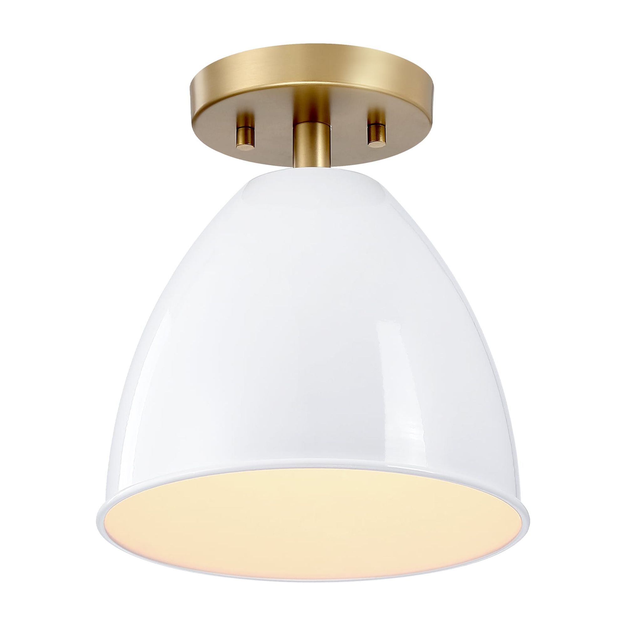 Biba 8.25" Brushed Gold Ice Mist Semi Flush Mount Ceiling Light