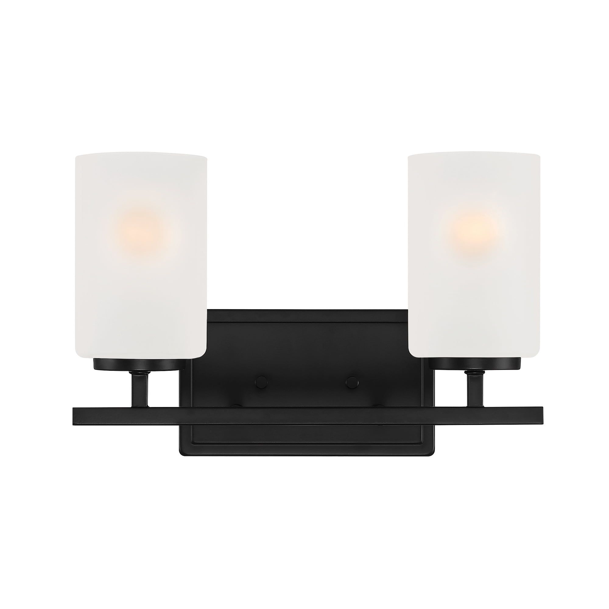 Matte Black 2-Light Modern Bathroom Vanity Fixture