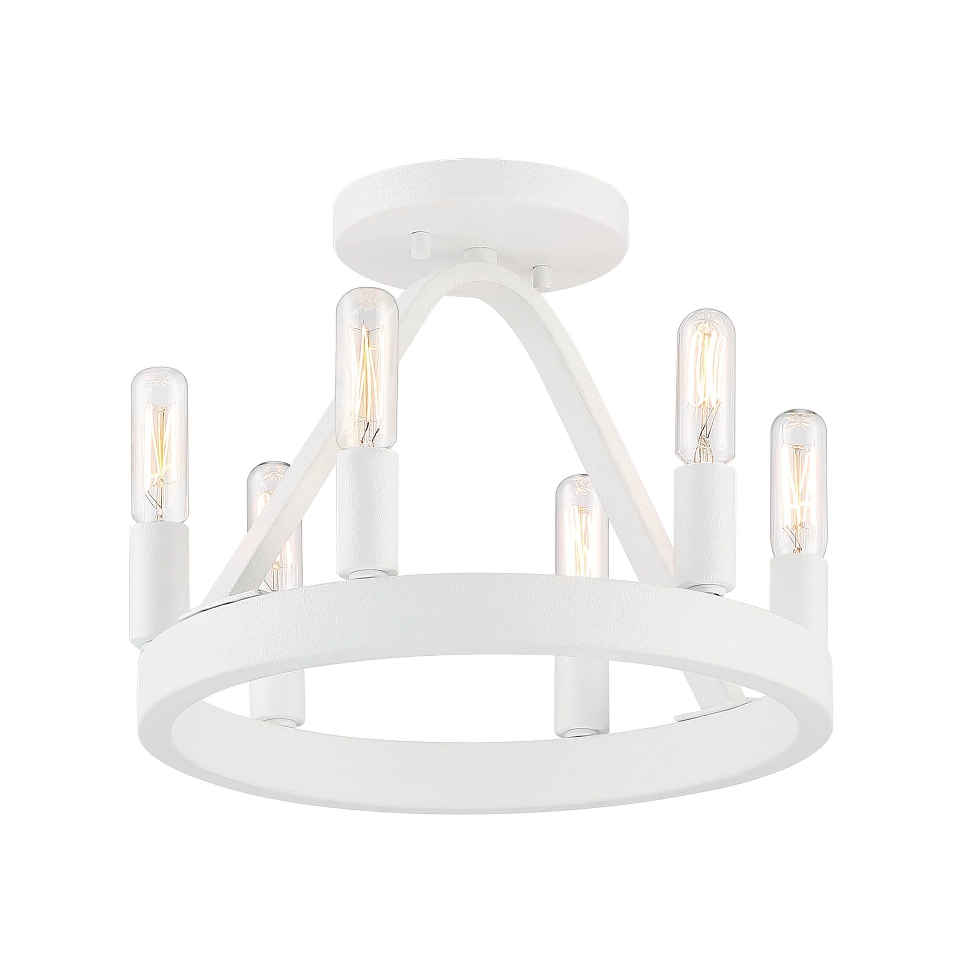 Modern Carousel 12" White Drum Semi-Flush Ceiling Light