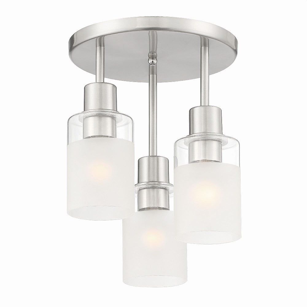 Cedar Lane 11" Brushed Nickel Semi-Flush Ceiling Light with Glass Accents