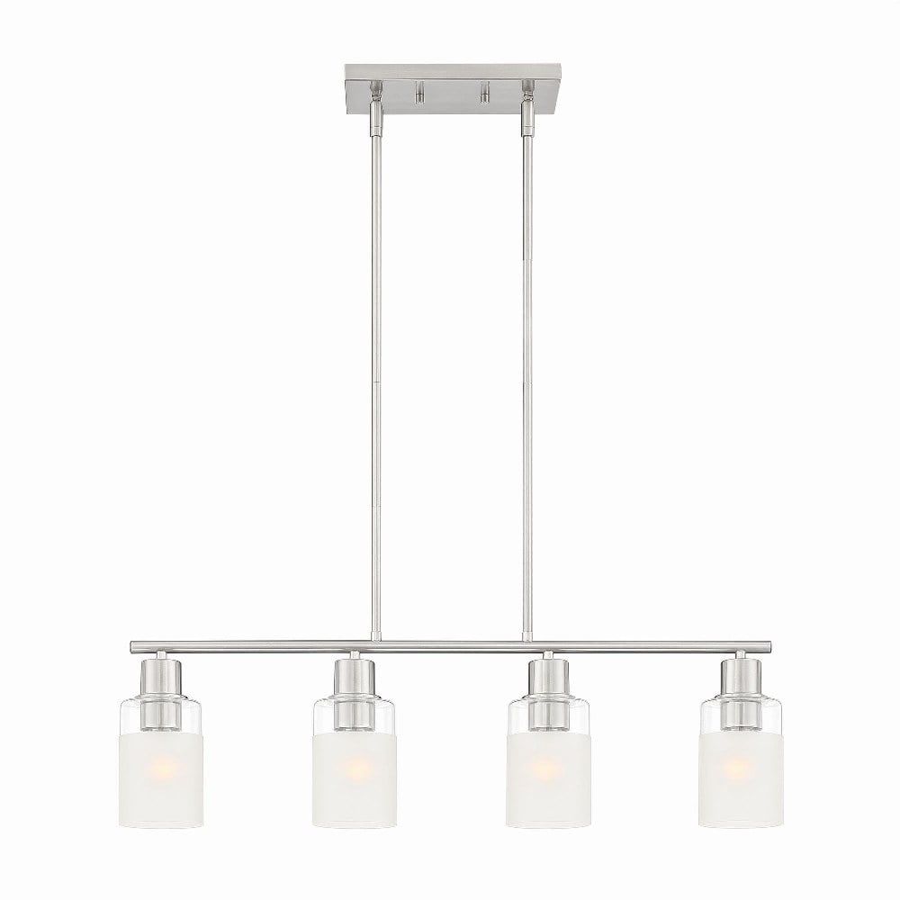 Cedar Lane Brushed Nickel 4-Light Glass Island Pendant