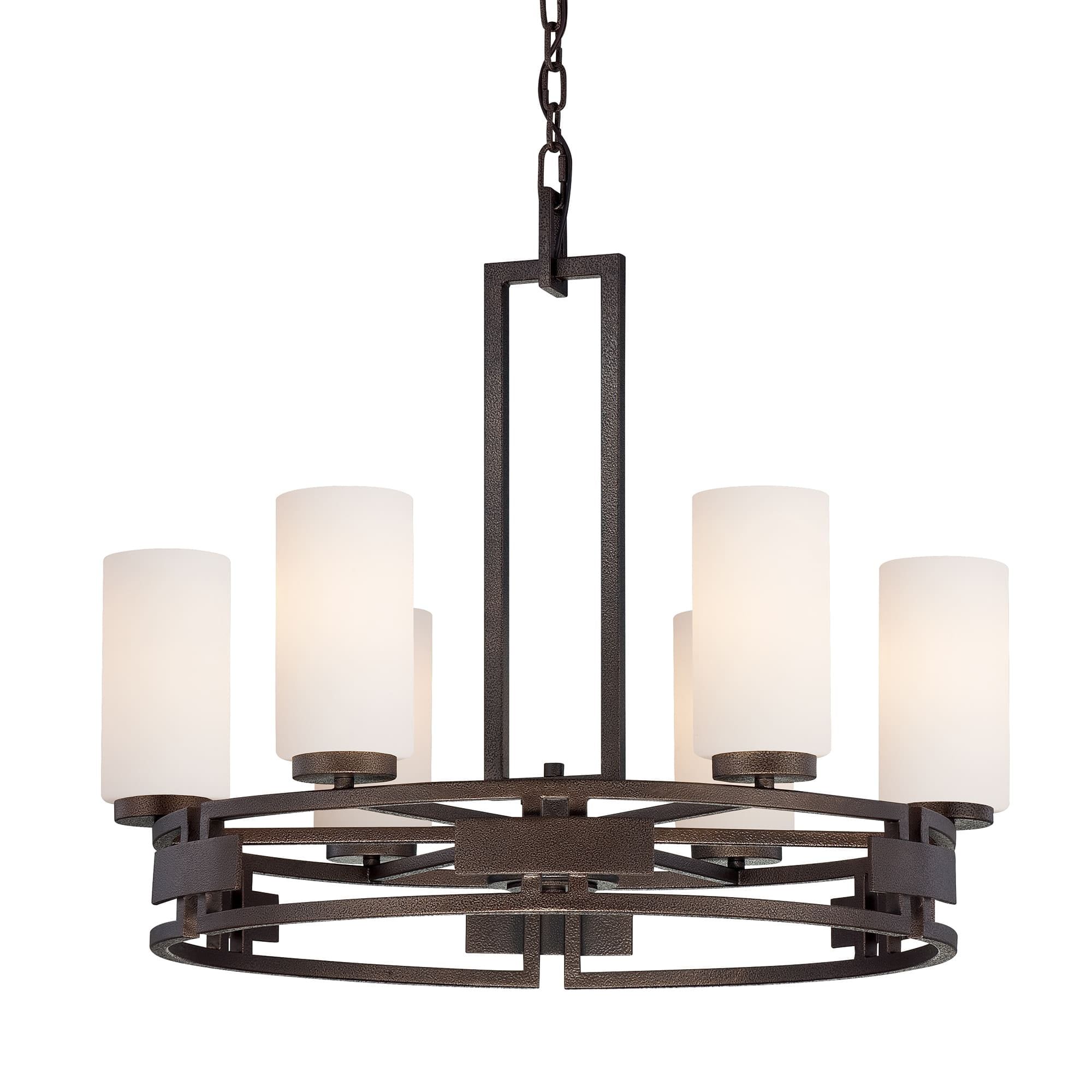 Flemish Bronze 28" Plug-in Candle Chandelier with Opal Glass