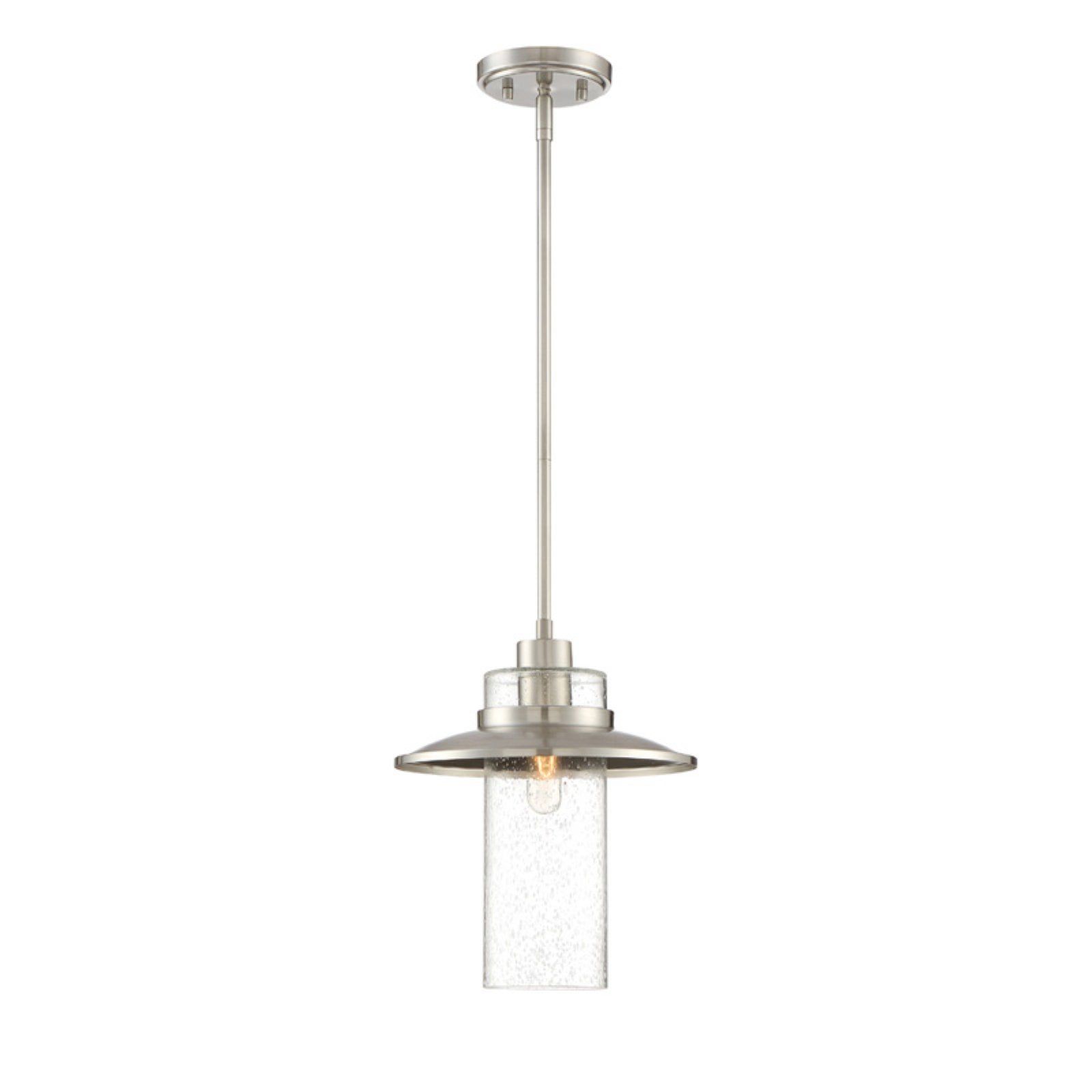 Dover Satin Platinum 13.5" Hanging Pendant with Clear Seedy Shade