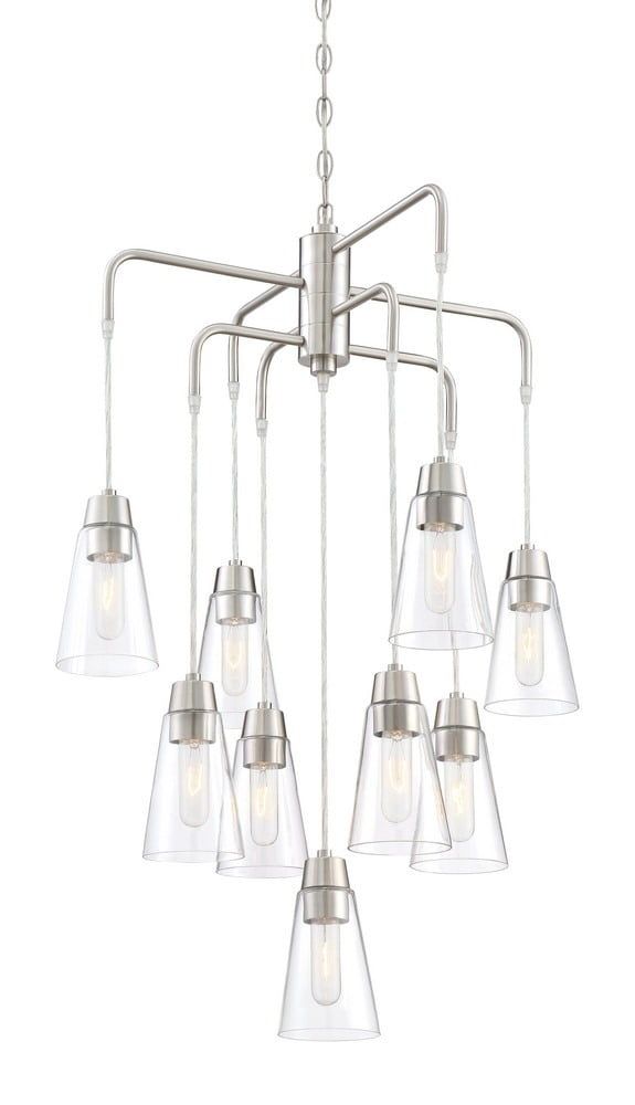 Echo Satin Platinum 9-Light Chandelier with Clear Glass Shades