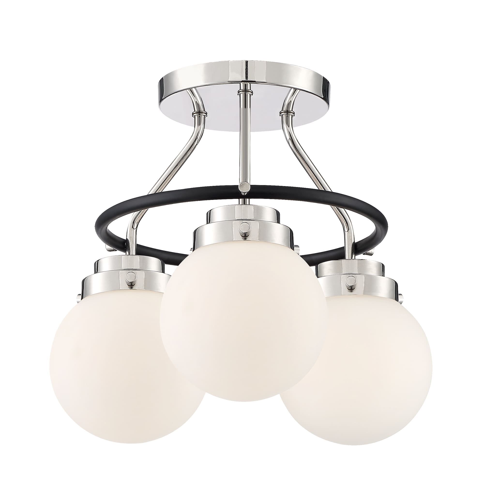 Elle Polished Nickel 3-Light Semi Flush Mount Ceiling Light