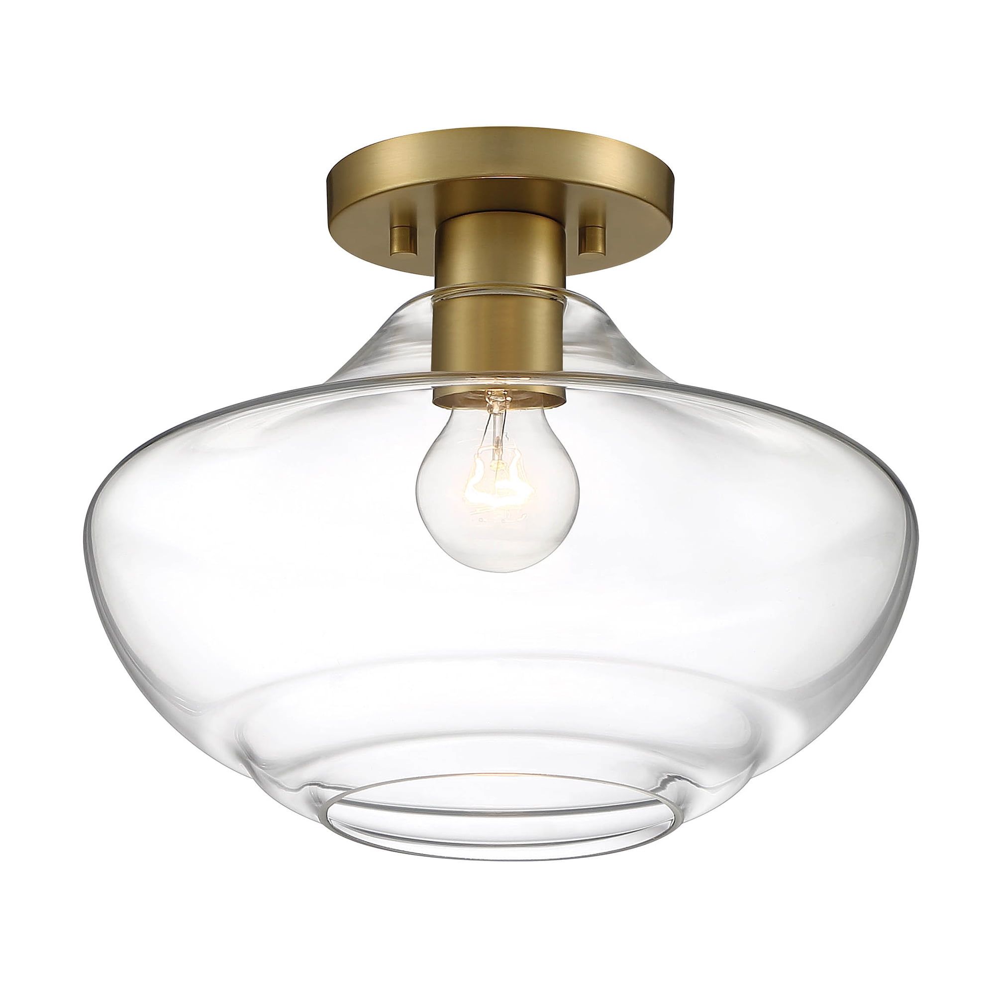 Emma 12" Gold and Glass Semi-Flush Mount Ceiling Light