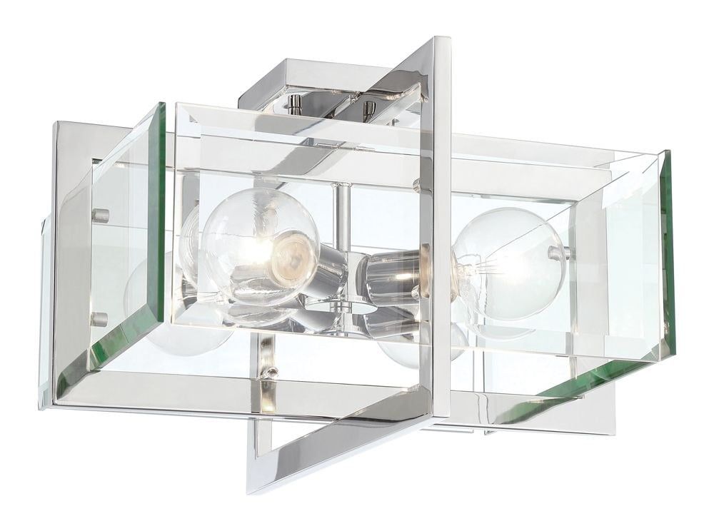 Ethan Modern 16.5" Polished Nickel & Glass Semi-Flush Ceiling Light