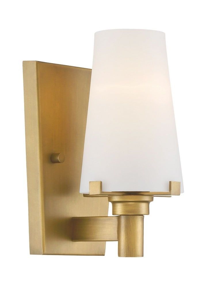 Hyde Park Vintage Gold Opal Glass Vanity Wall Sconce