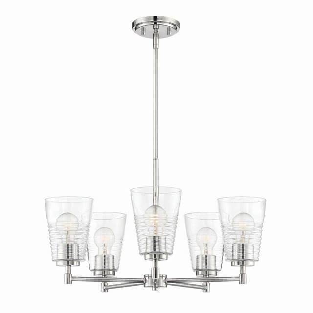 Ingo Urban Chic Polished Nickel 5-Light Chandelier with Clear Glass