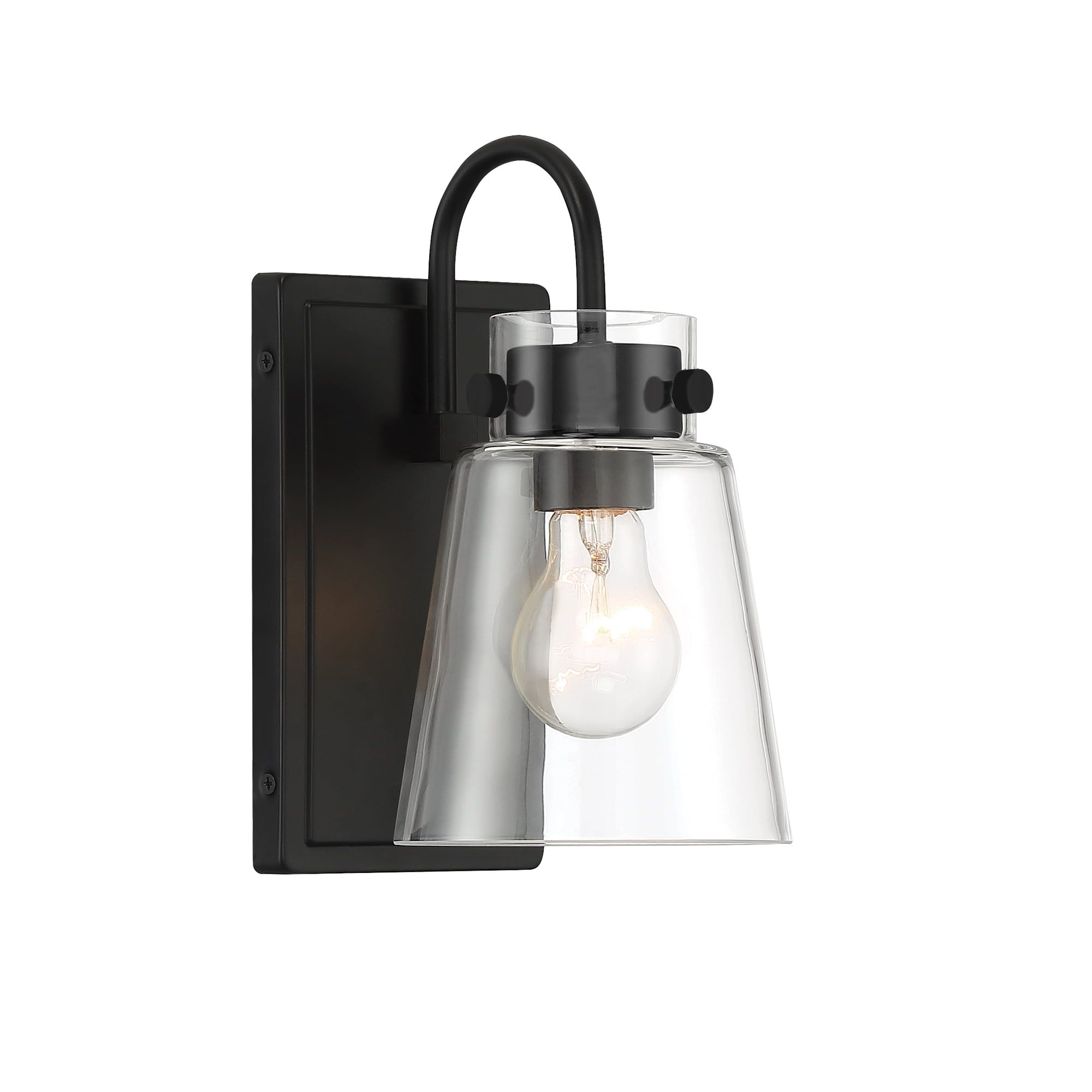 Inwood Matte Black 6.75" Direct Wired Wall Sconce with Clear Glass Shade