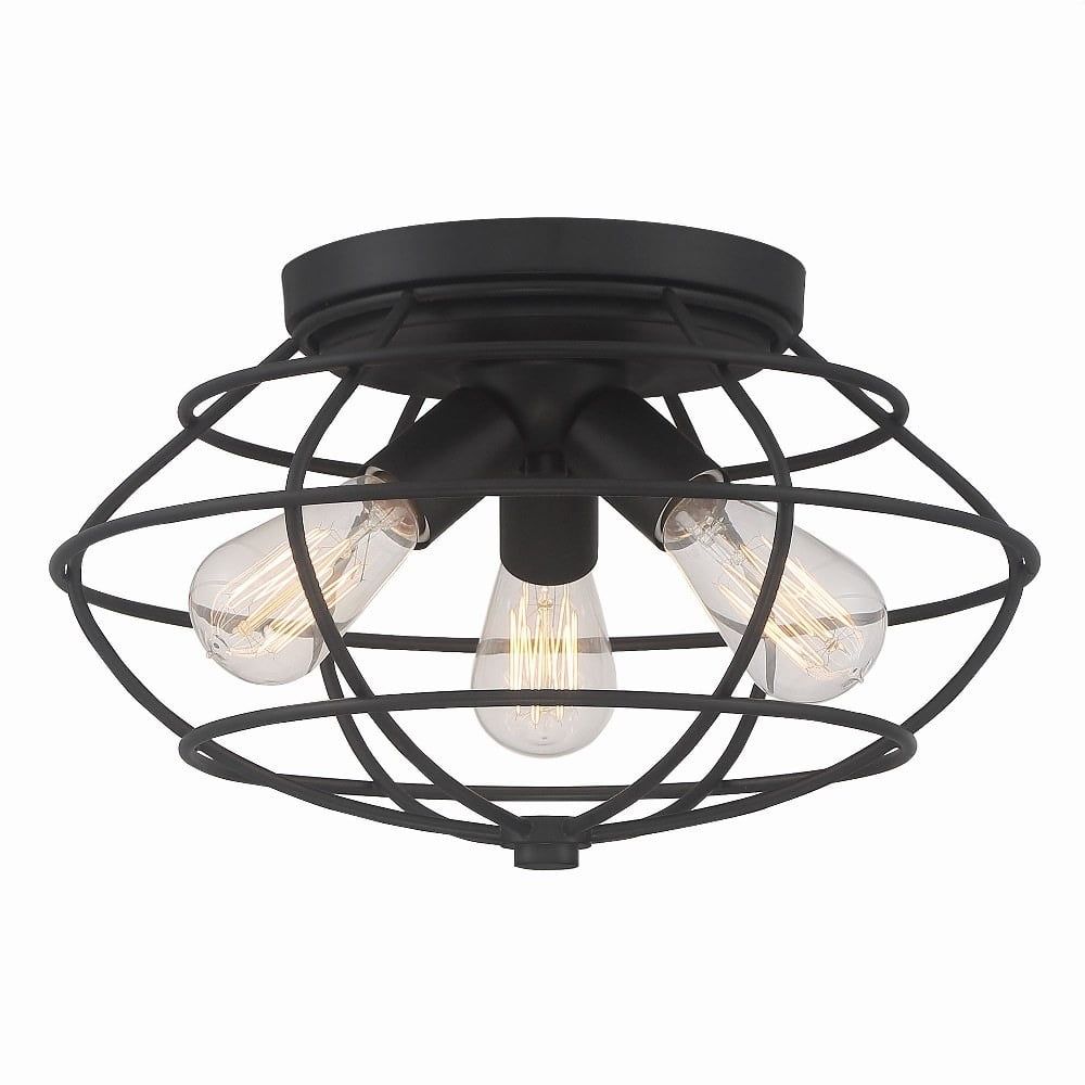 Jax Matte Black 3-Light Flush Mount Ceiling Fixture