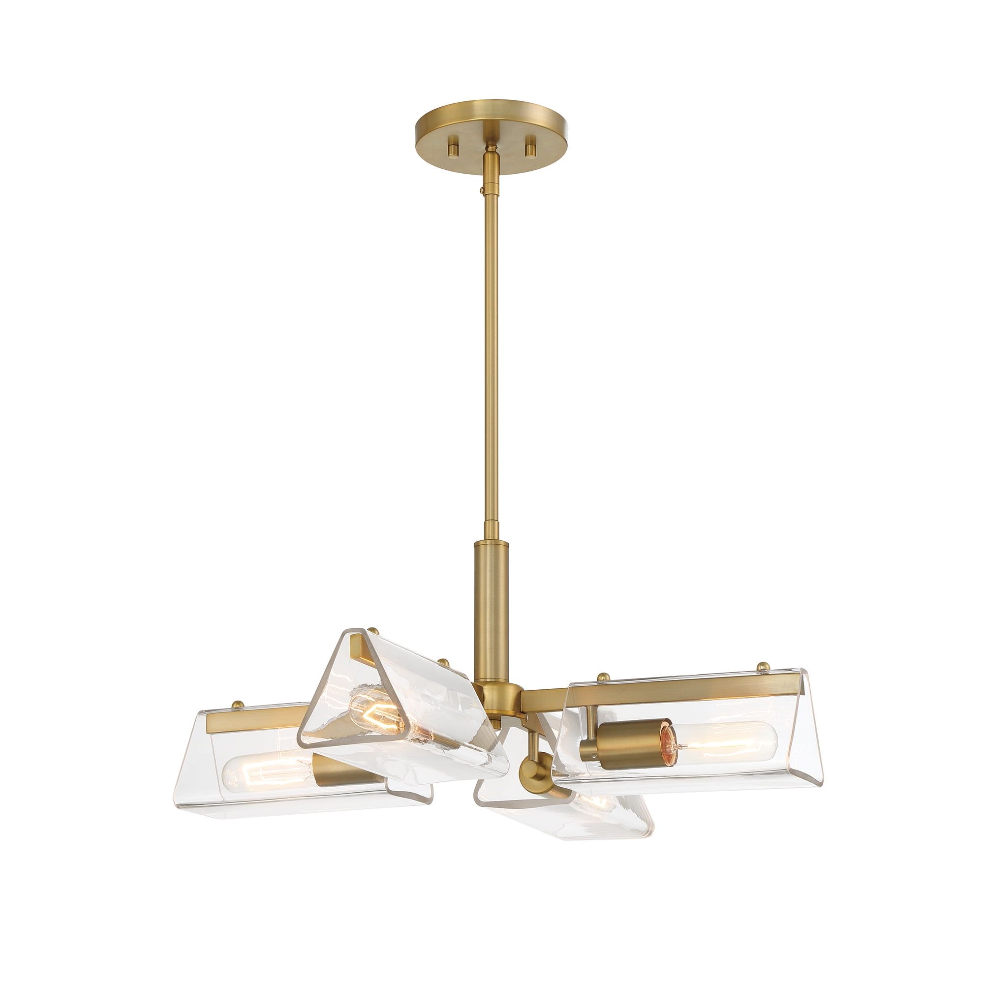 Latitude 24" Brushed Gold Modern Chandelier with Triangular Clear Glass