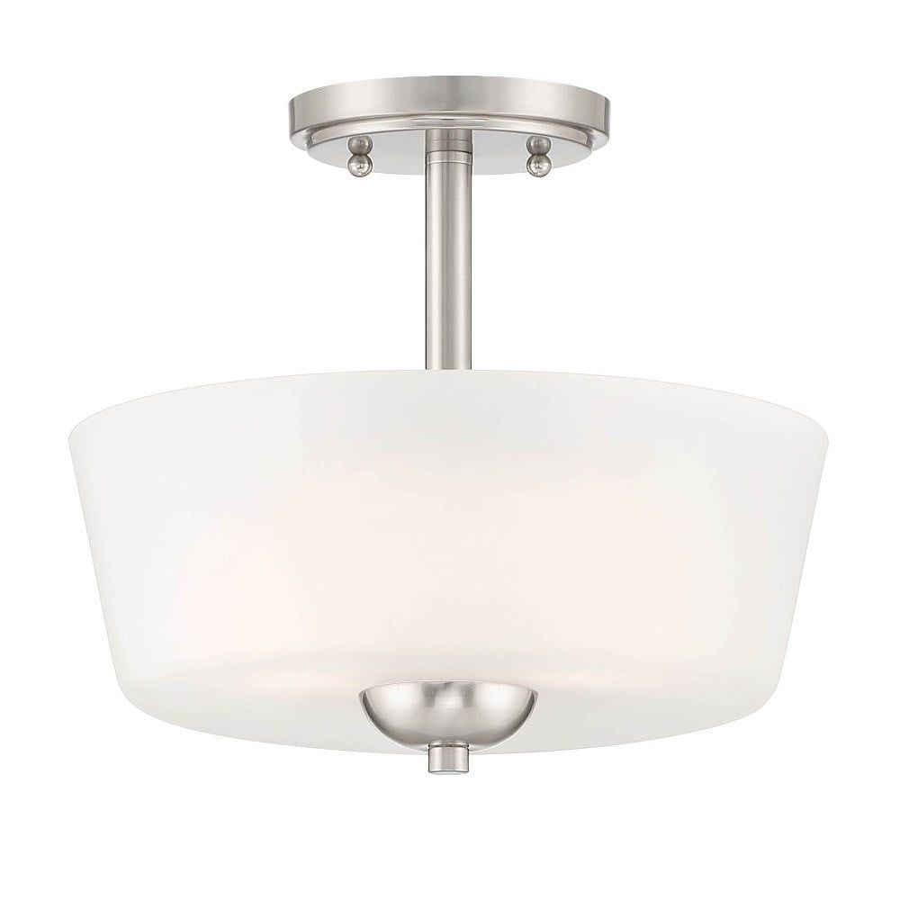 Malone Transitional 12" Brushed Nickel Drum Semi-Flush Mount Light