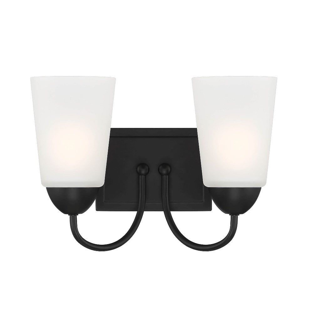 Malone Matte Black Transitional 2-Light Vanity Wall Sconce